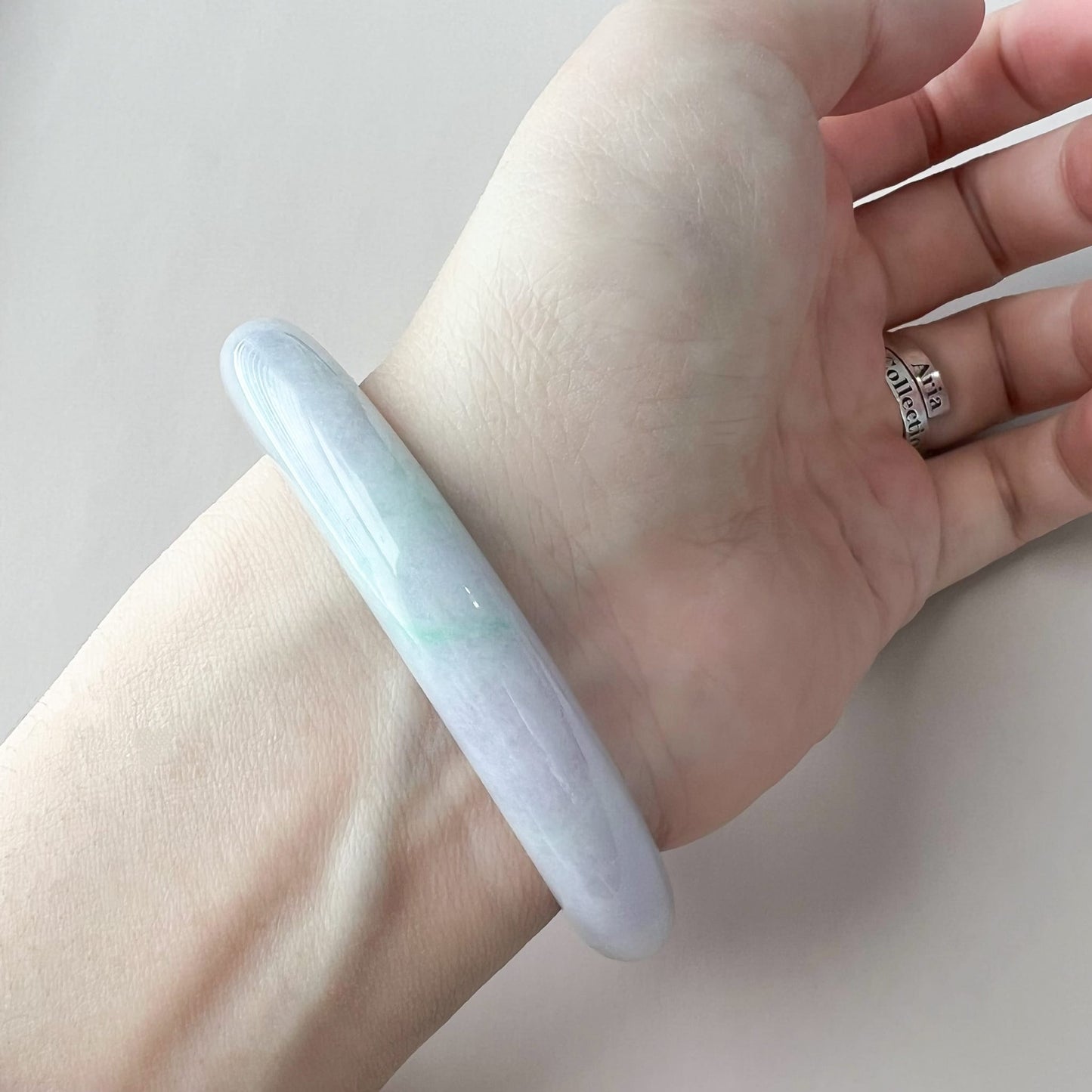 57.6 mm Light Lavender and Green Burmese Type A Jadeite Jade Bangle