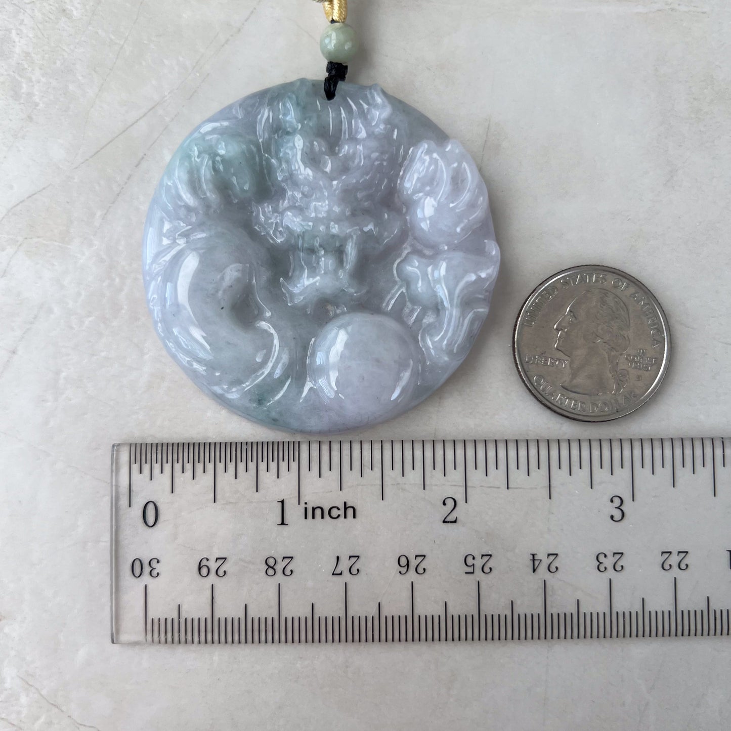 Jadeite Jade Dragon Pendant, Green Gray Faint Light Purple Jade, Chinese Zodiac Pendant Necklace, YJ-0321-0360485
