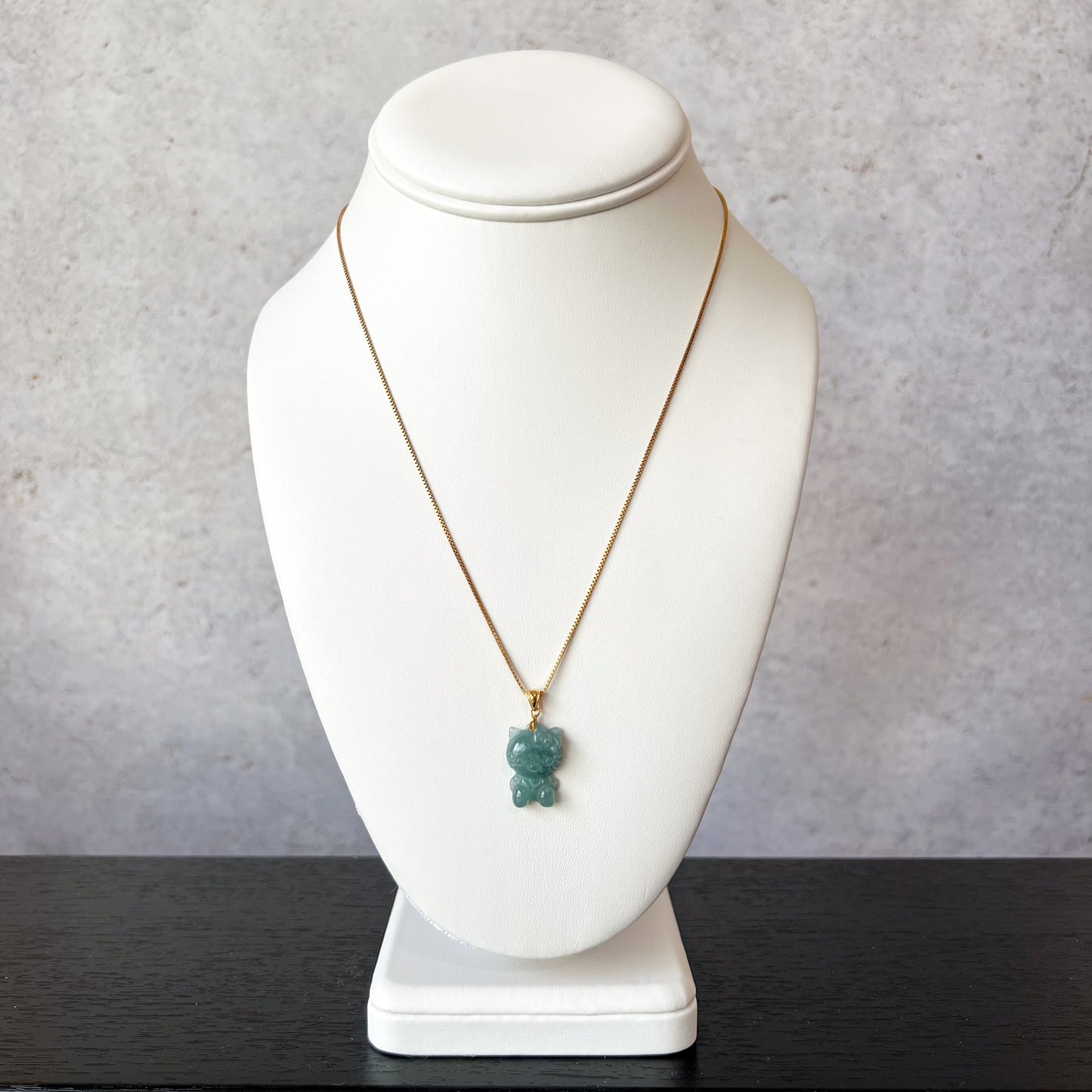 Kitty Cat Jadeite Jade Pendant with 18K Gold Bail, SHWQ-0223-1702271496