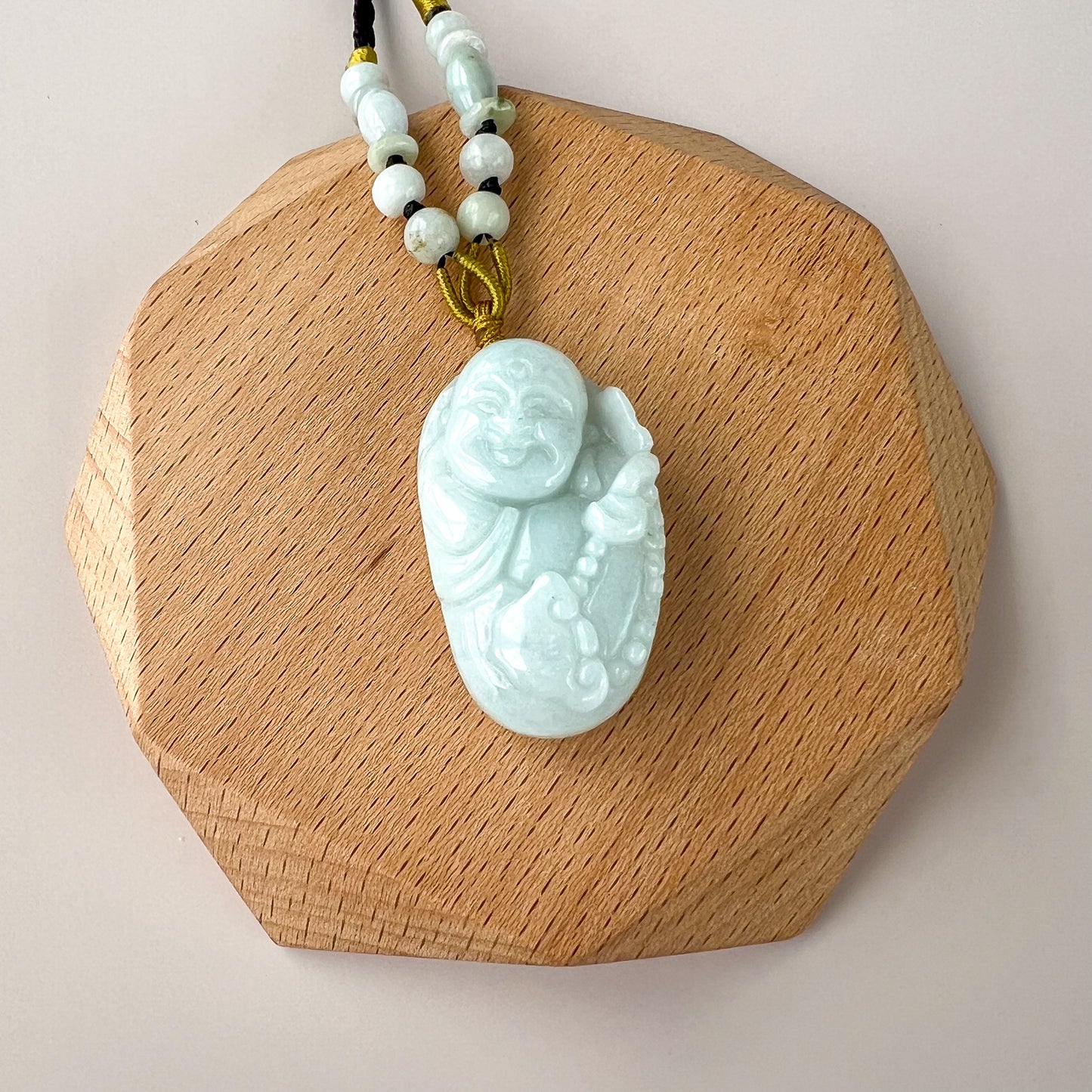Cradle of Bliss Happy Buddha Jade Pendant, Jadeite Jade Carved Pendant, YW-0110-1647012807