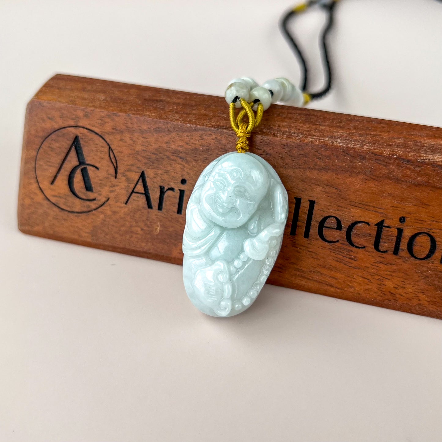 Cradle of Bliss Happy Buddha Jade Pendant, Jadeite Jade Carved Pendant, YW-0110-1647012807