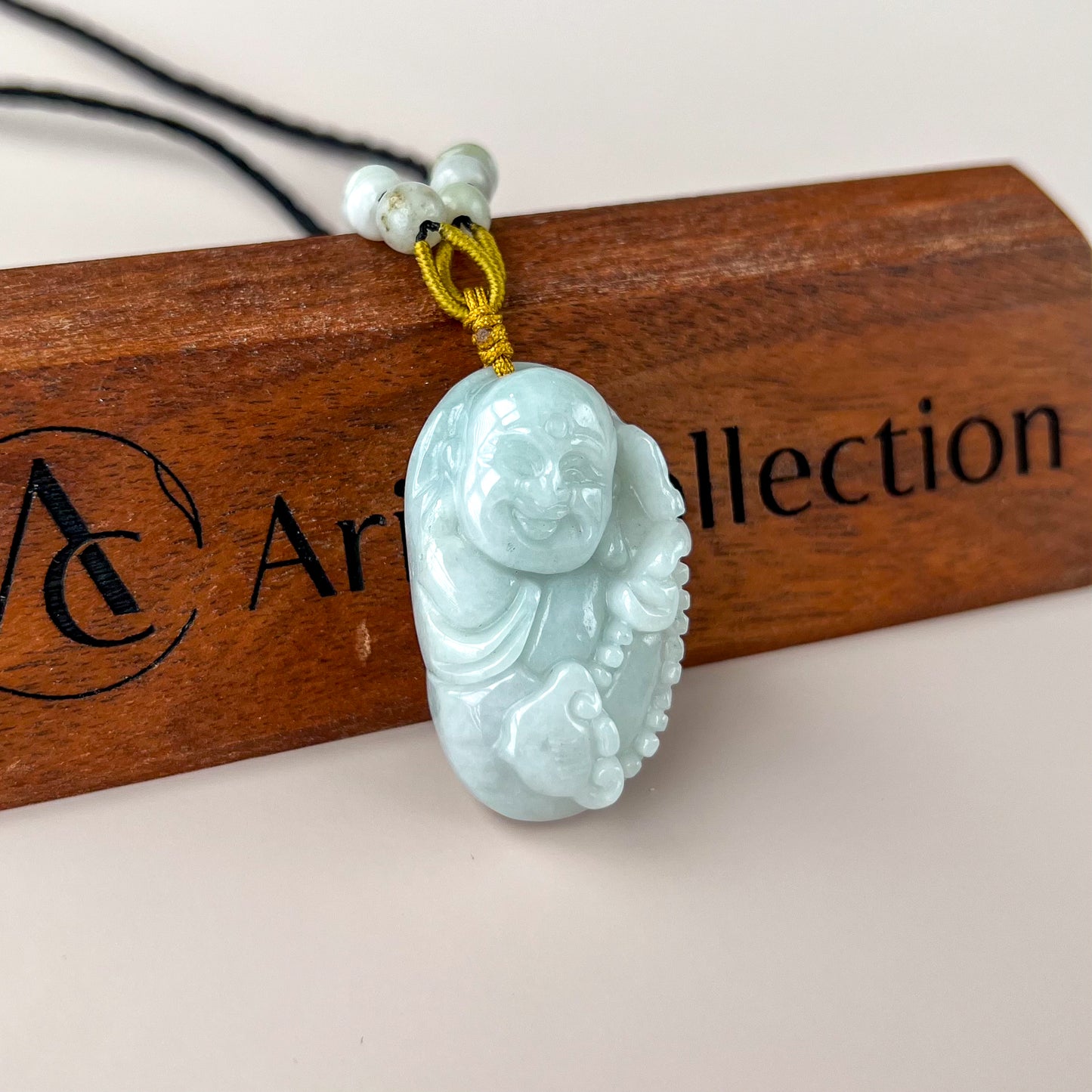 Cradle of Bliss Happy Buddha Jade Pendant, Jadeite Jade Carved Pendant, YW-0110-1647012807
