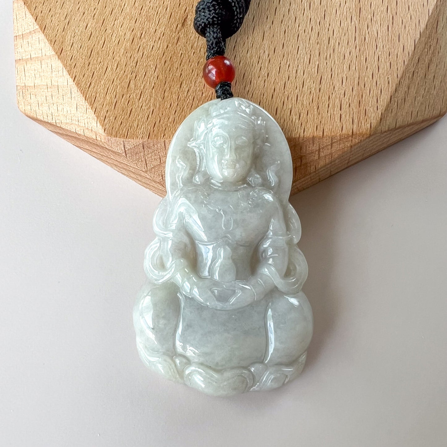 Jadeite Jade Guan Yin Avalokiteshvara, Carved Pendant Necklace, YJ-0921-0170714