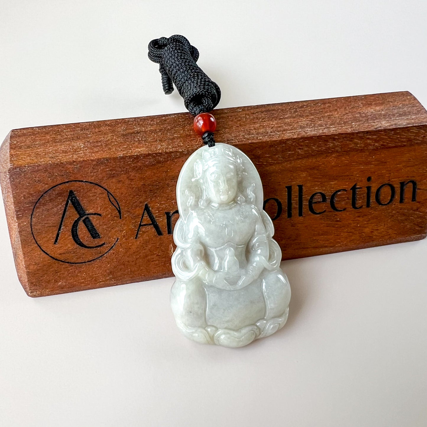 Jadeite Jade Guan Yin Avalokiteshvara, Carved Pendant Necklace, YJ-0921-0170714