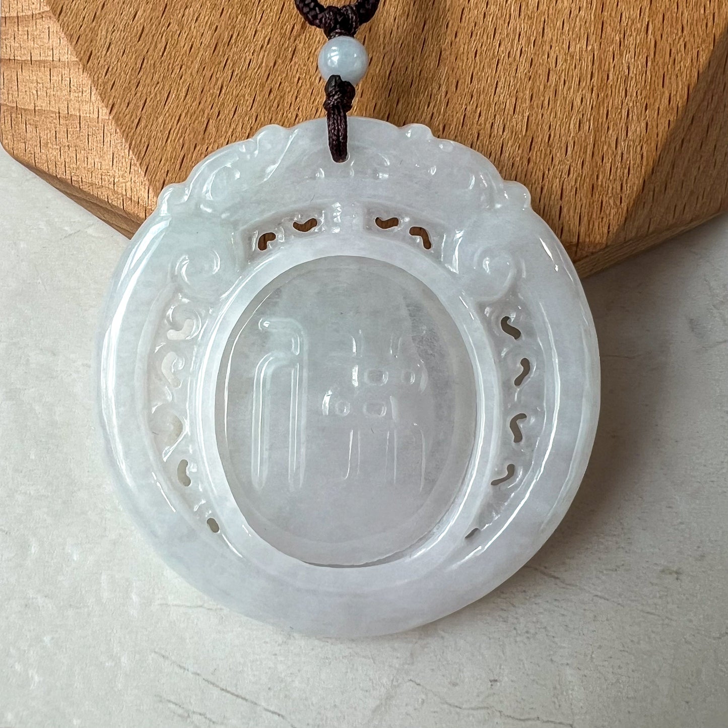 Large Jadeite Jade Spinning Happy Buddha Carved Pendant, YJ-0321-0357740