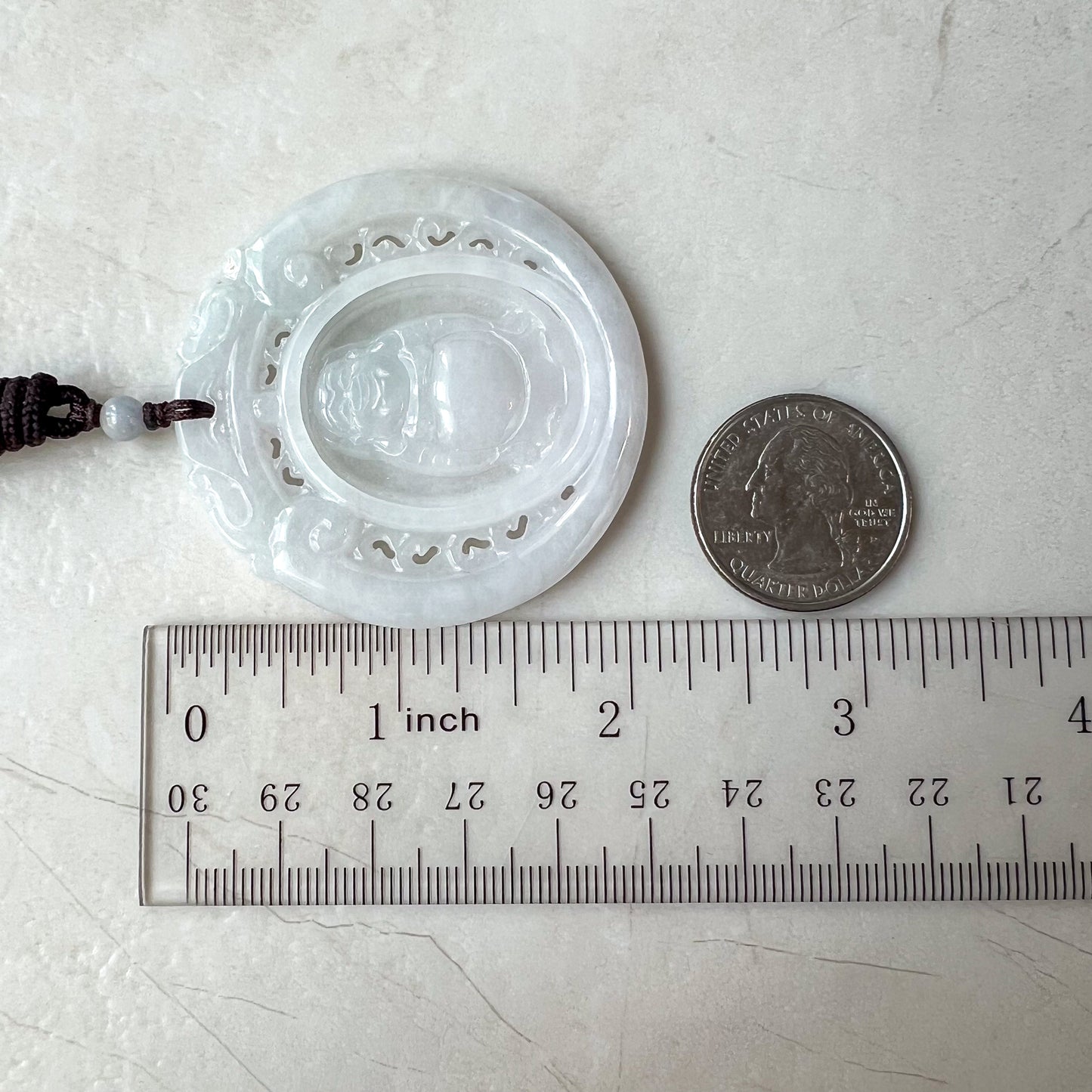 Large Jadeite Jade Spinning Happy Buddha Carved Pendant, YJ-0321-0357740