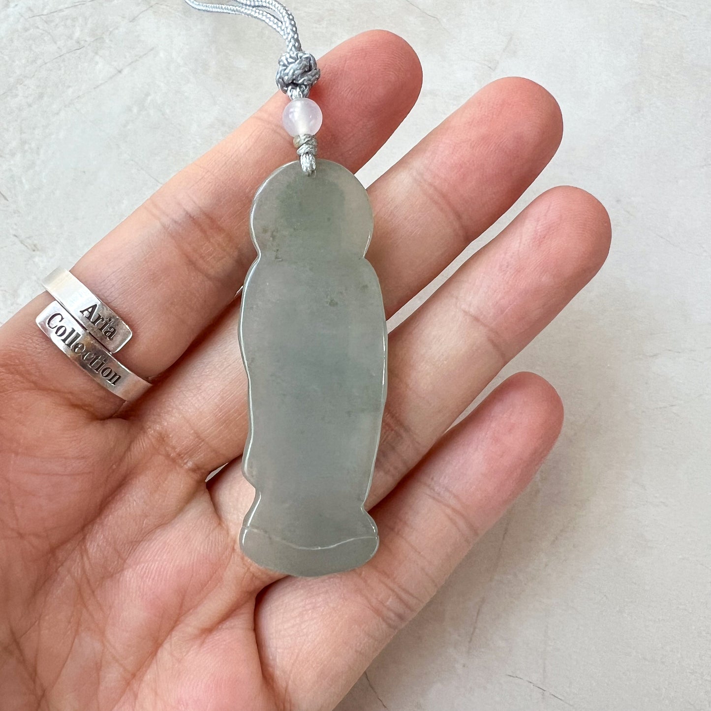 Jadeite Jade Standing Amitabha, Amida, 阿弥陀佛, Carved Pendant Necklace, YJ-0621-0389201