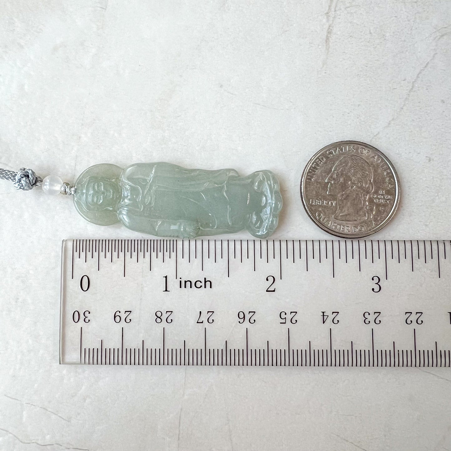 Jadeite Jade Standing Amitabha, Amida, 阿弥陀佛, Carved Pendant Necklace, YJ-0621-0389201