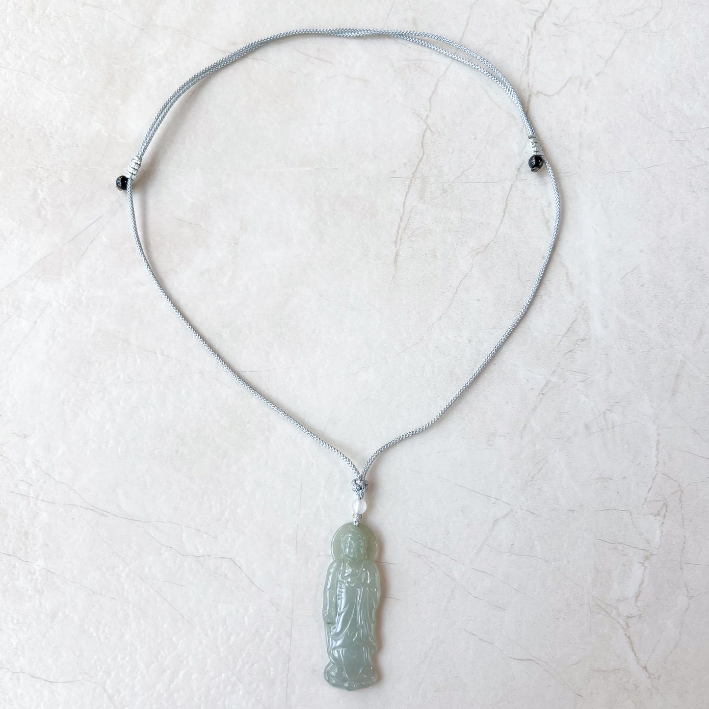 Jadeite Jade Standing Amitabha, Amida, 阿弥陀佛, Carved Pendant Necklace, YJ-0621-0389201