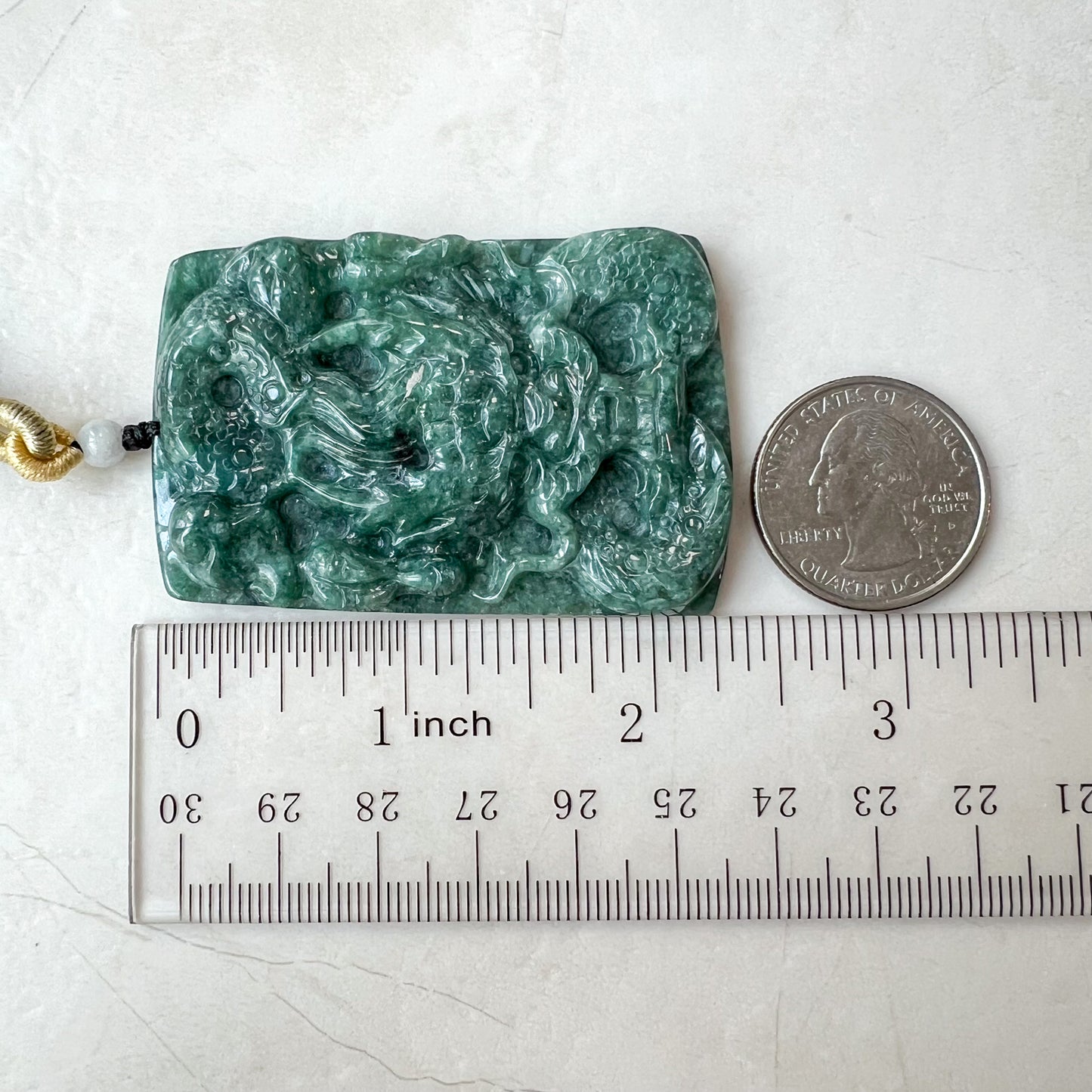 Green Jadeite Jade Dragon Chinese Zodiac Hand Carved Pendant Necklace, YJ-0321-0463722