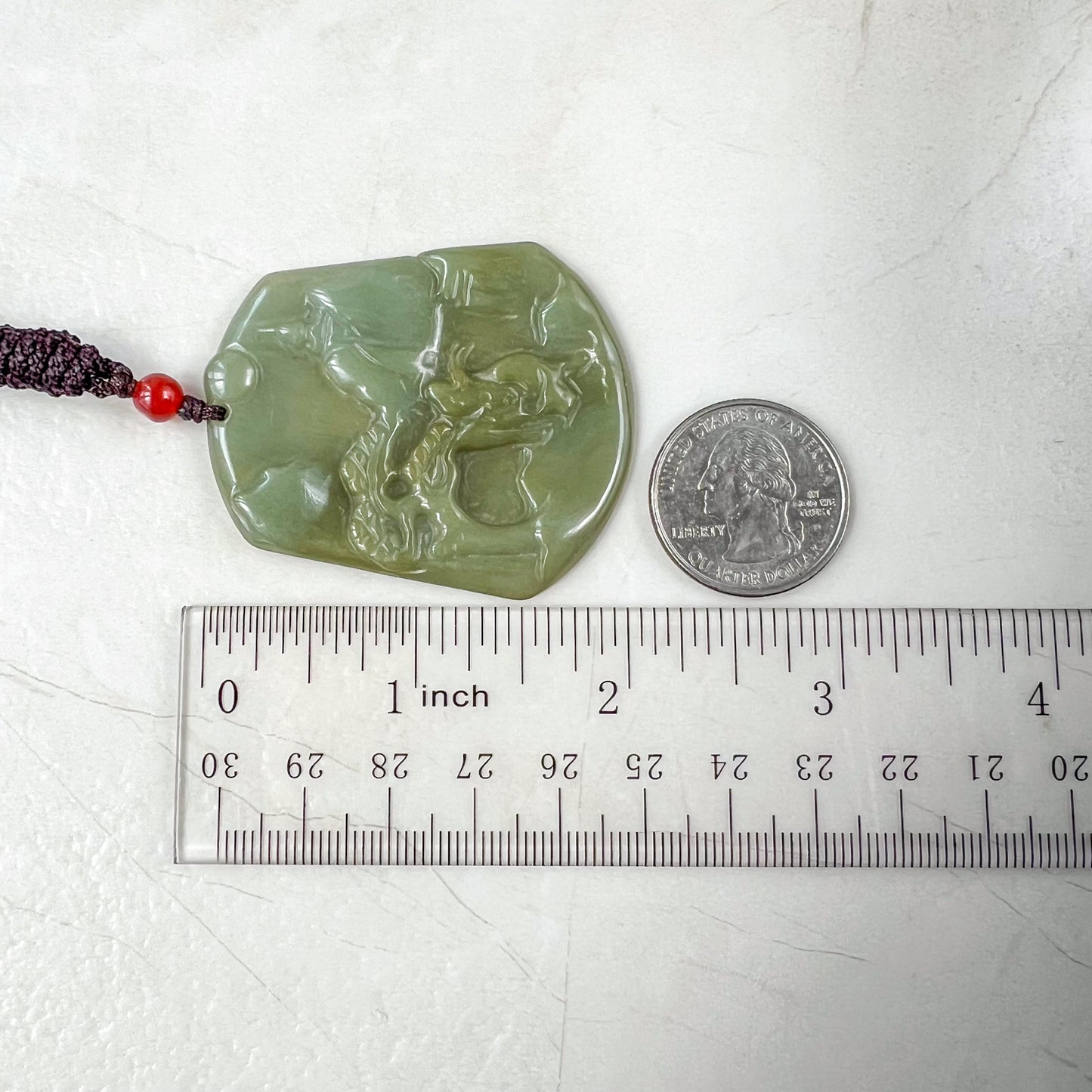 Jadeite Jade Landscape Mountain Forest River Scenery Hand Carved Pendant Necklace, YJ-0321-0441702