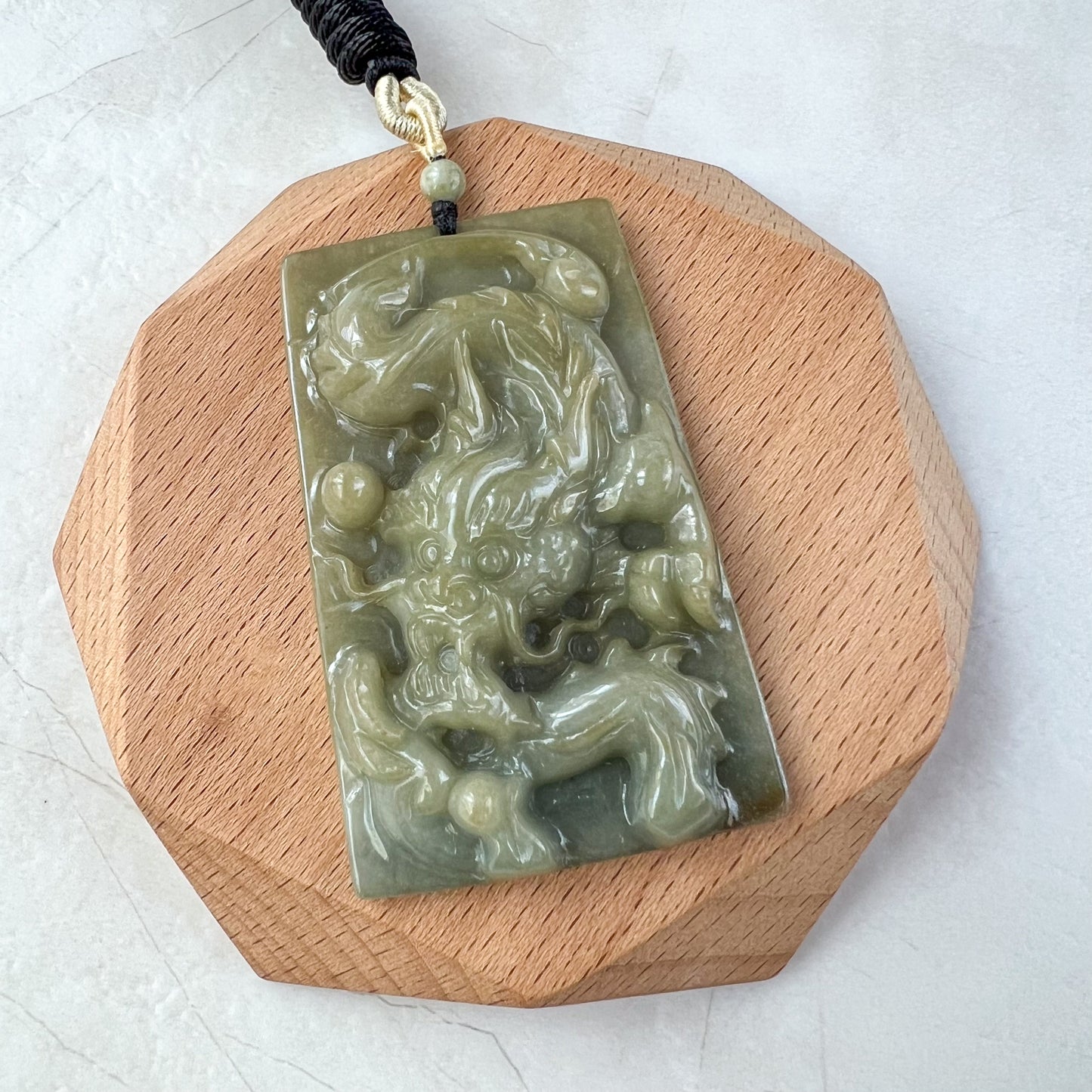 Jadeite Jade Dragon Chinese Zodiac Hand Carved Pendant Necklace, YJ-0321-0463702