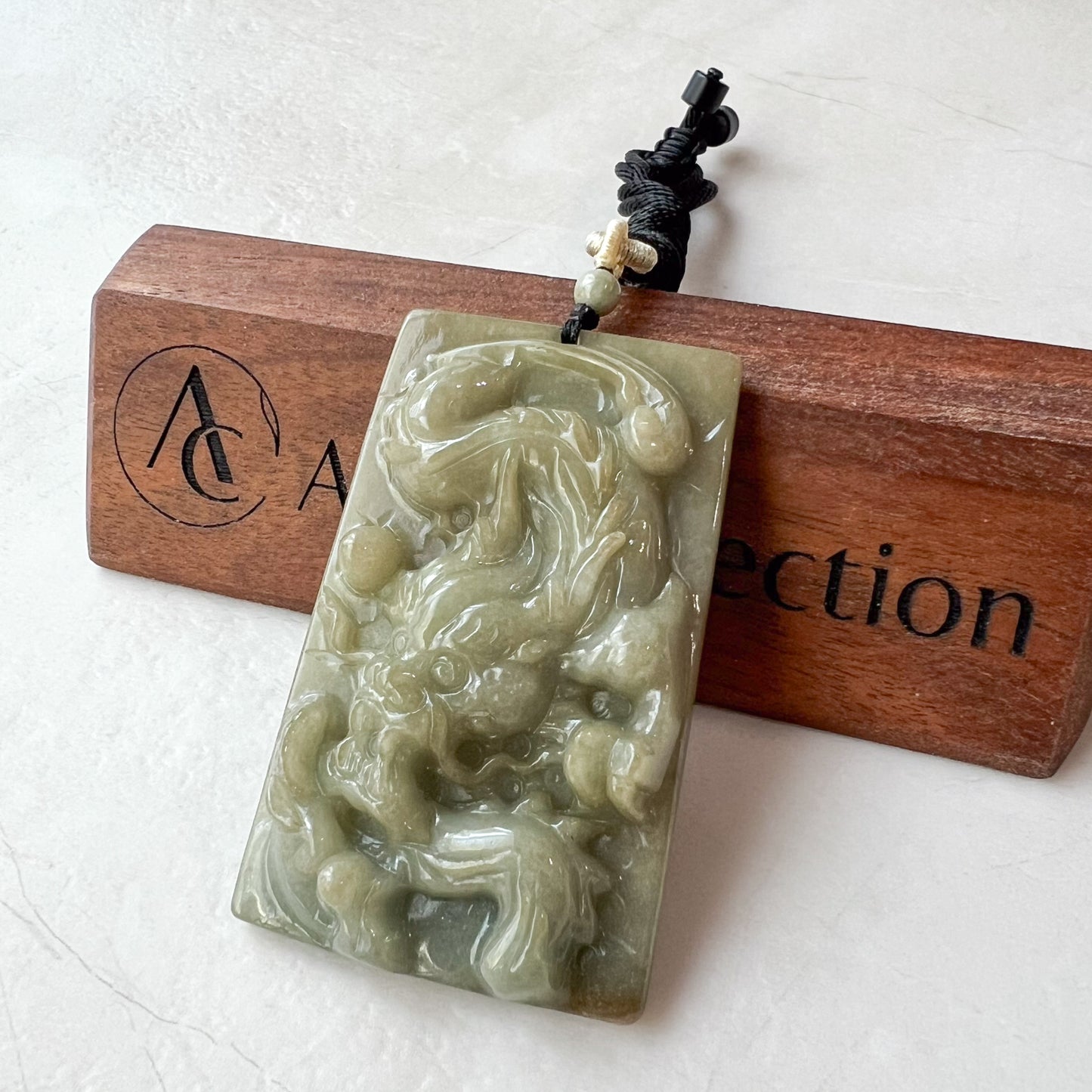 Jadeite Jade Dragon Chinese Zodiac Hand Carved Pendant Necklace, YJ-0321-0463702