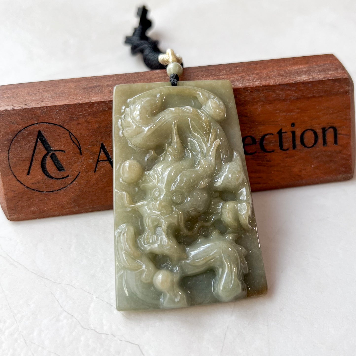 Jadeite Jade Dragon Chinese Zodiac Hand Carved Pendant Necklace, YJ-0321-0463702