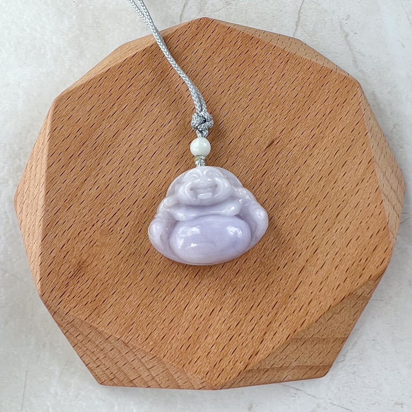 Purple Lavender Jade Buddha, Happy Buddha, Budai, Laughing Buddha, Carved Jadeite Jade Pendant, XNZ-1221-1650134323
