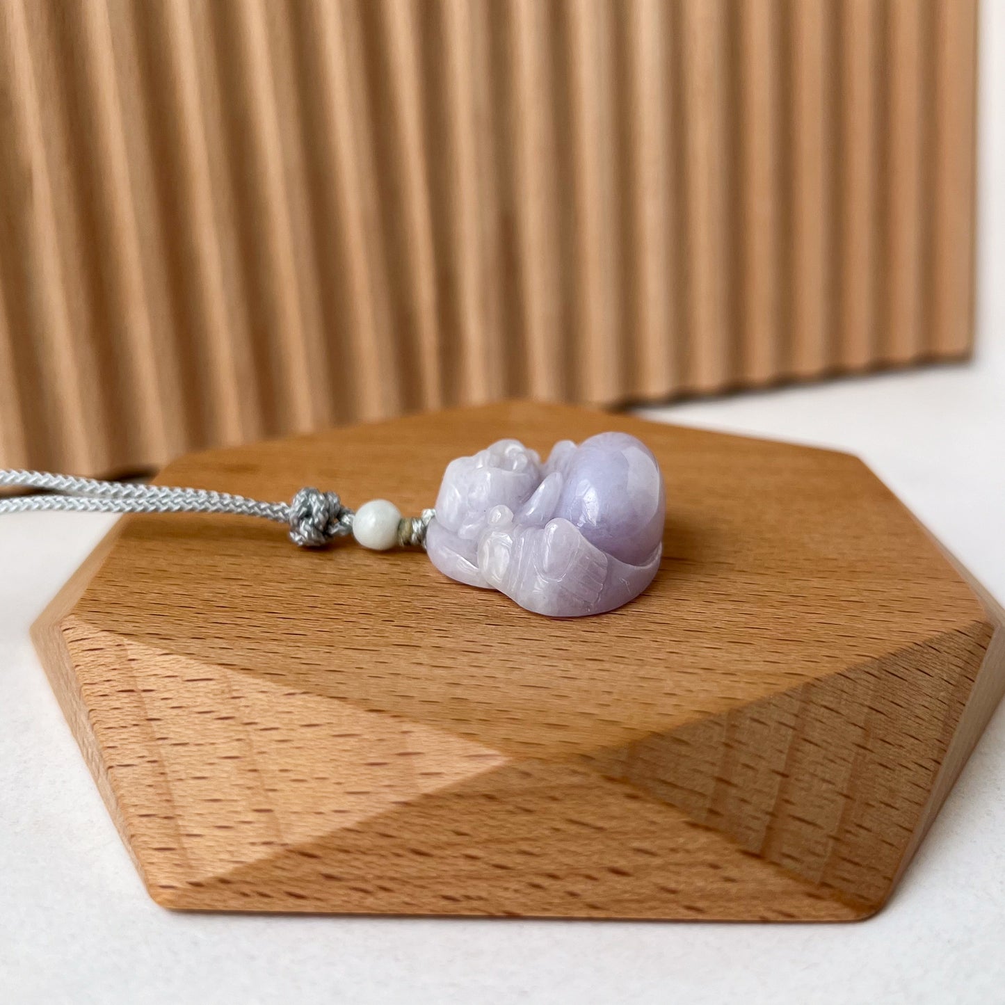 Purple Lavender Jade Buddha, Happy Buddha, Budai, Laughing Buddha, Carved Jadeite Jade Pendant, XNZ-1221-1650134323