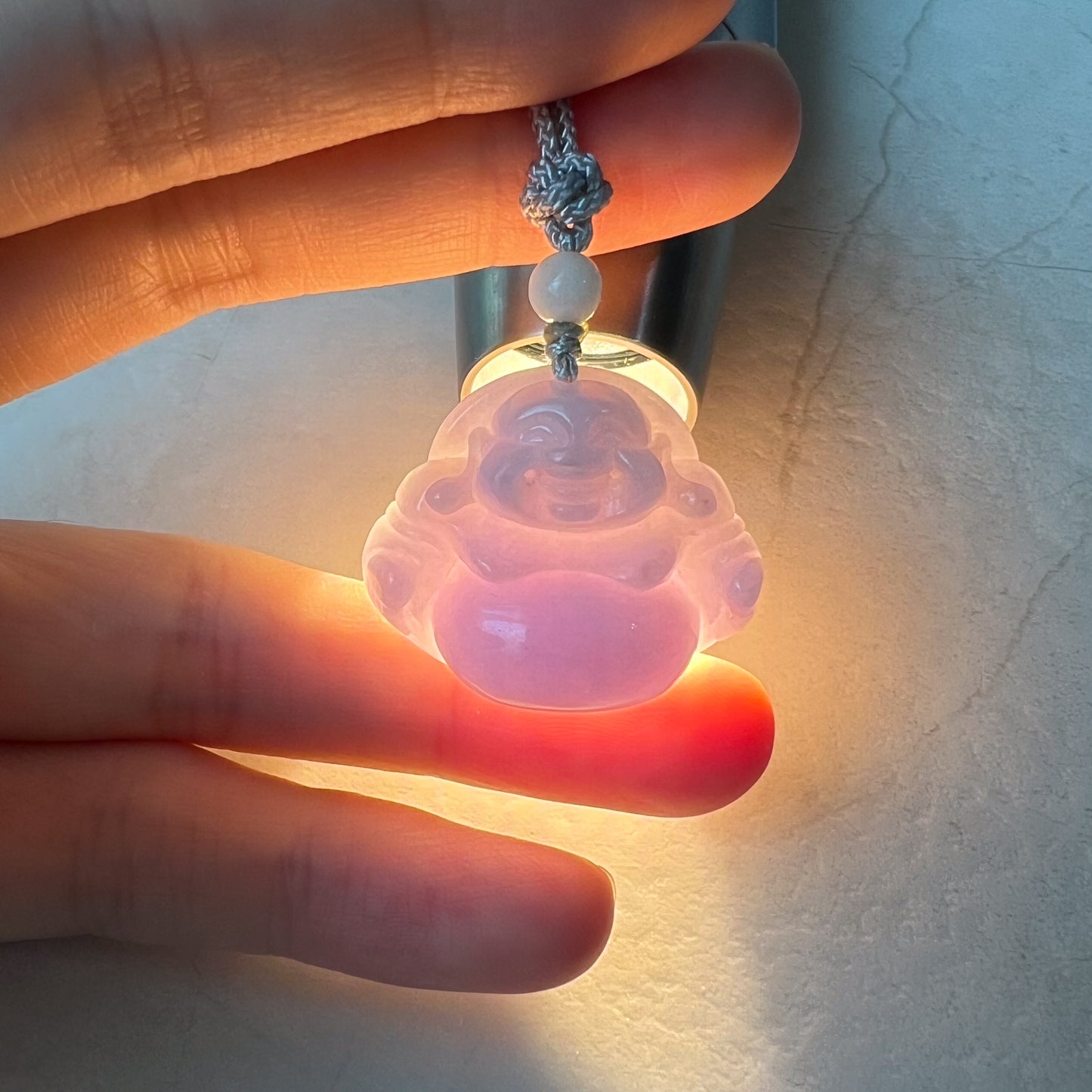 Purple Lavender Jade Buddha, Happy Buddha, Budai, Laughing Buddha, Carved Jadeite Jade Pendant, XNZ-1221-1650134323