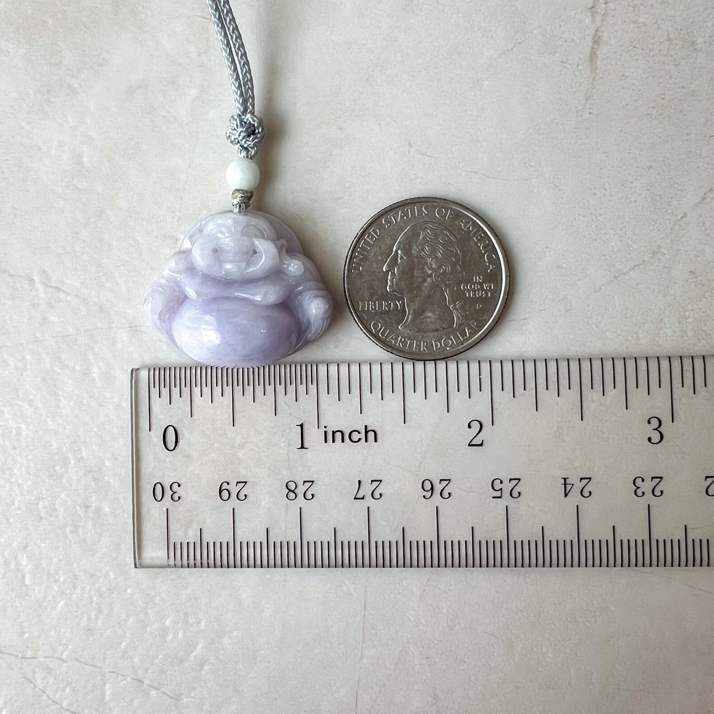 Purple Lavender Jade Buddha, Happy Buddha, Budai, Laughing Buddha, Carved Jadeite Jade Pendant, XNZ-1221-1650134323