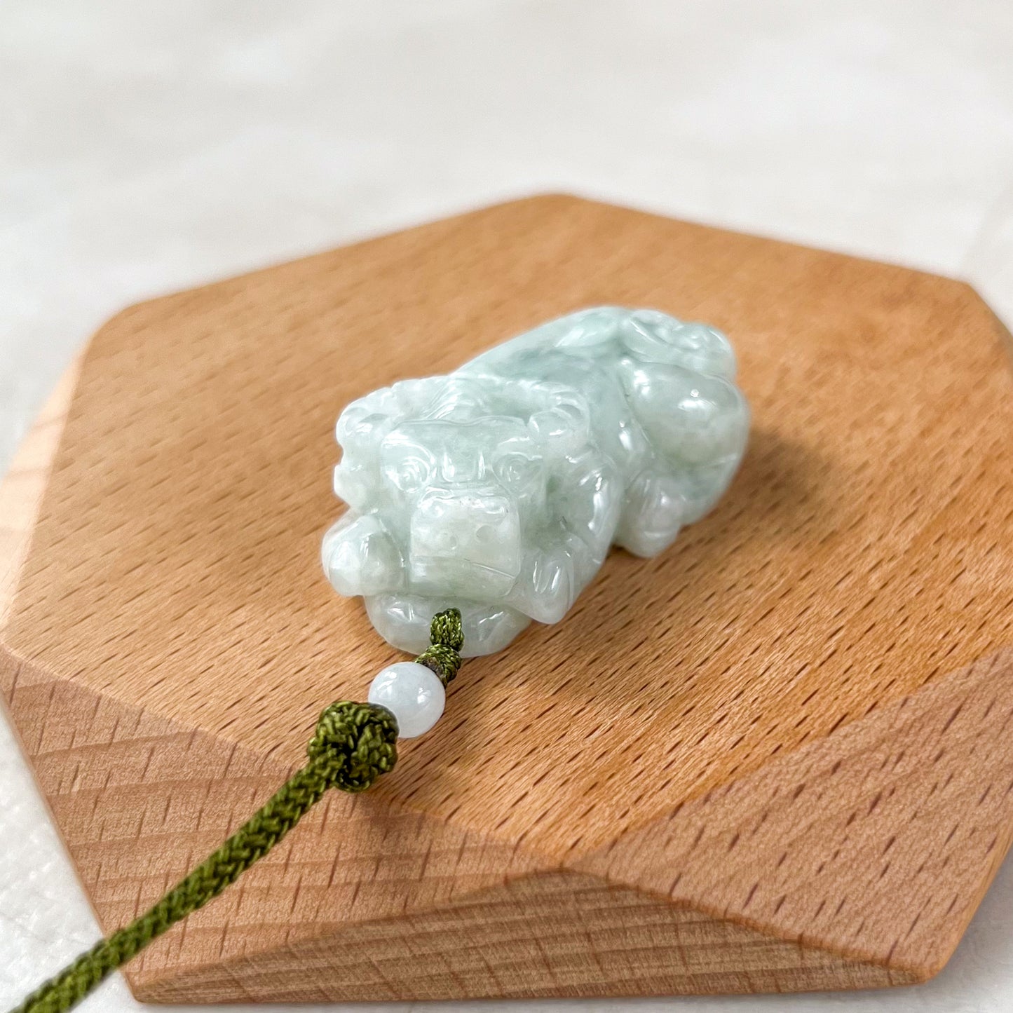 Jadeite Jade Ox Bull Cow Chinese Zodiac Red Carved Necklace (Right), YJ-0321-0326934-2