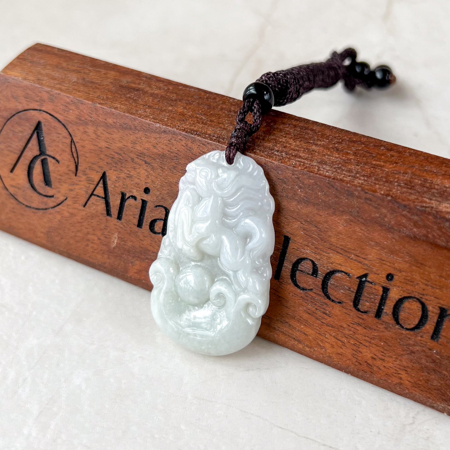Jadeite Jade Horse Chinese Zodiac Carved Pendant Necklace, YJ-0321-0462573-9