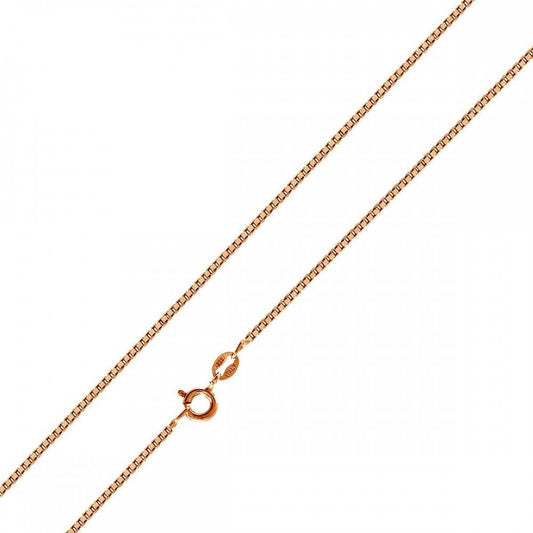 1.0 mm Rose Gold Plated 925 Sterling Silver Box Chain, Rose Gold Vermeil