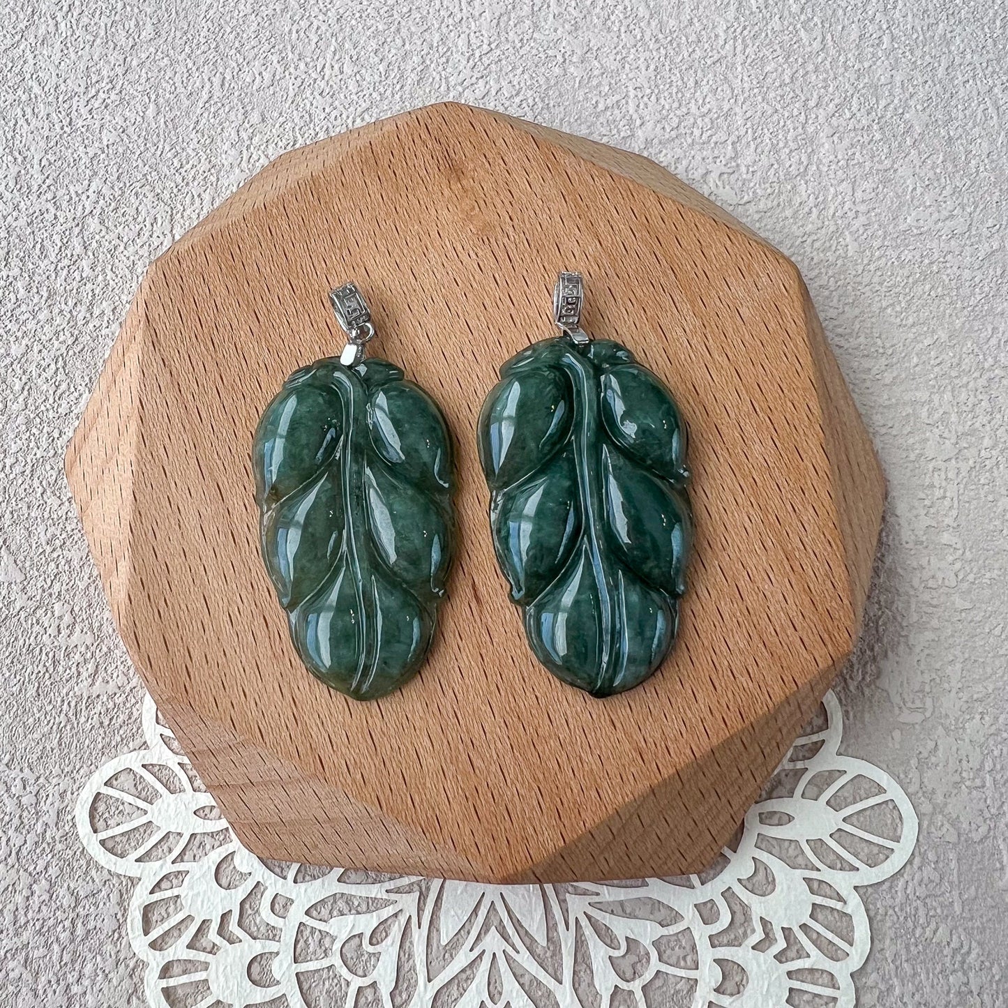 Serenity Jade Leaf Pendant, Green Jadeite Jade, Leaf Minimalist Pendant Sterling Silver Necklace, XY-0622-1715189013