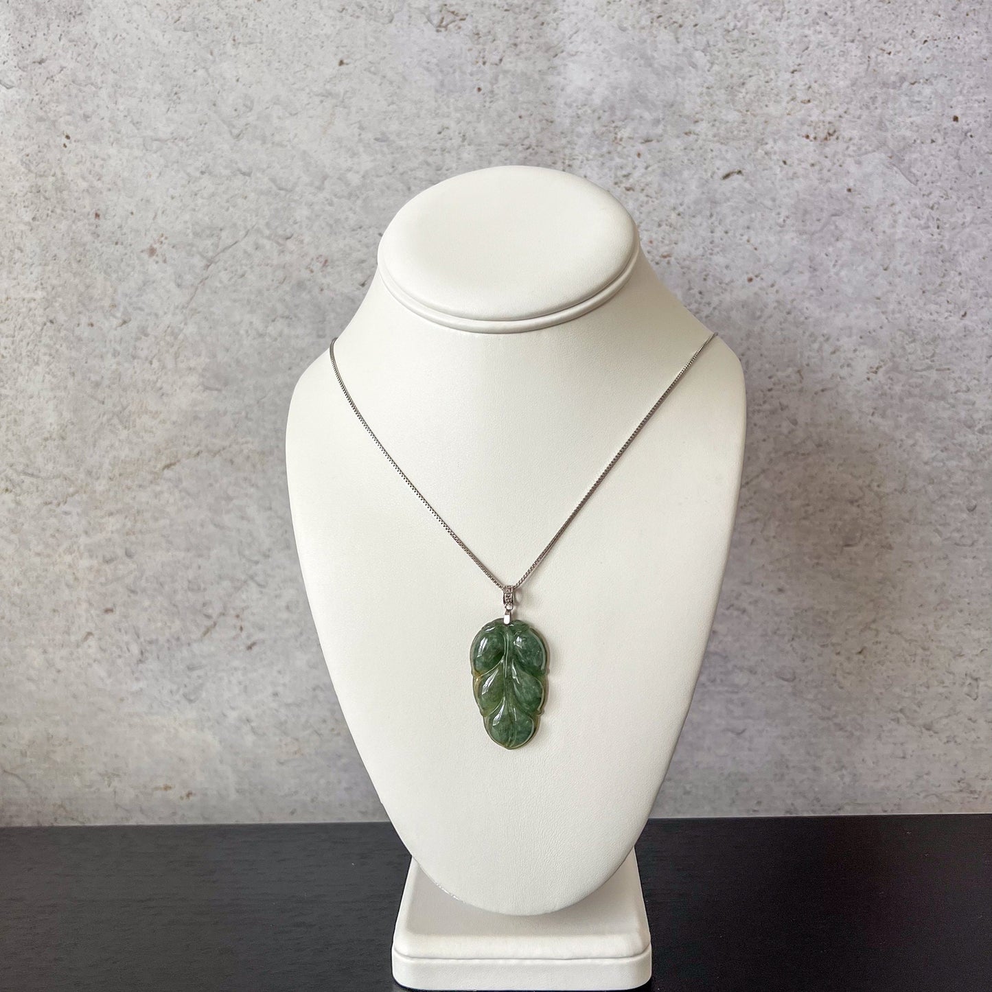 Serenity Jade Leaf Pendant, Green Jadeite Jade, Leaf Minimalist Pendant Sterling Silver Necklace, XY-0622-1715189013