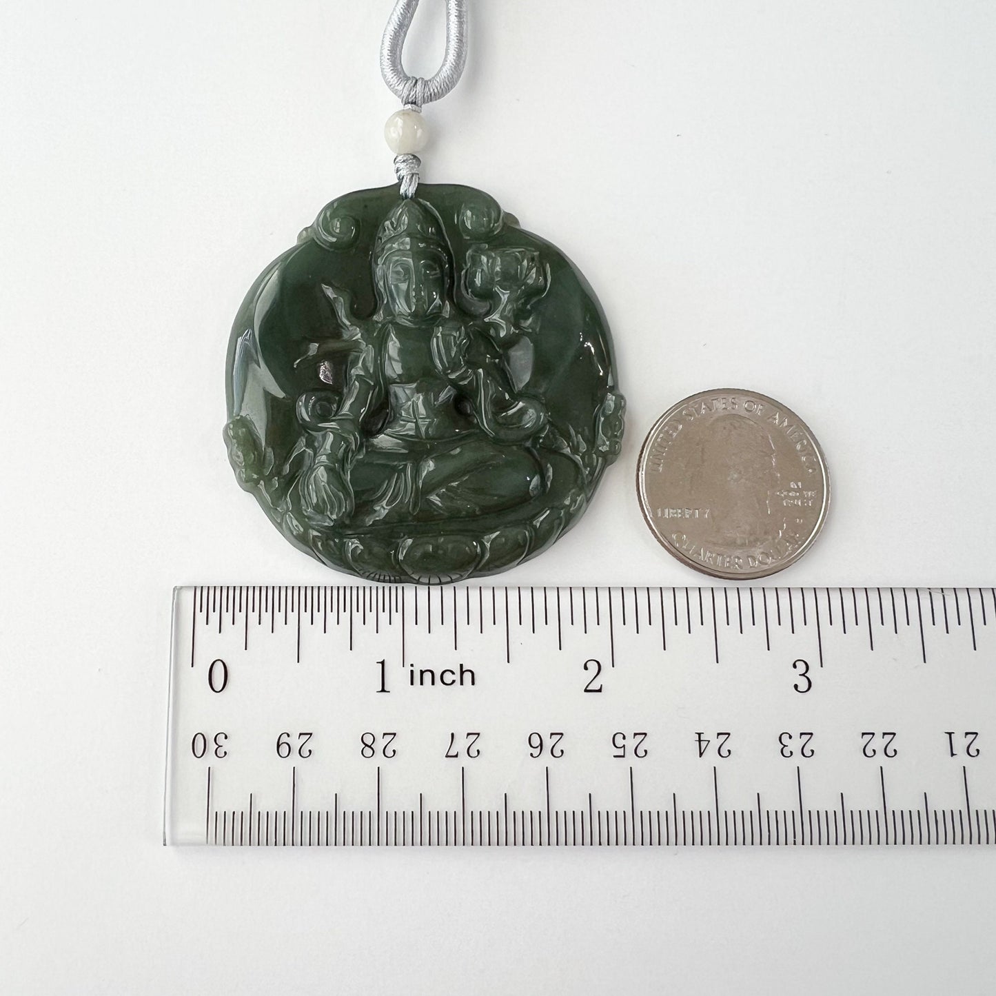 Jadeite Jade Mahasthamaprapta Buddha, Da Shi Zhi , Đại Thế Chí Bồ tát, 大势至, Green Jade Pendant Necklace, YJ-0322-0337608