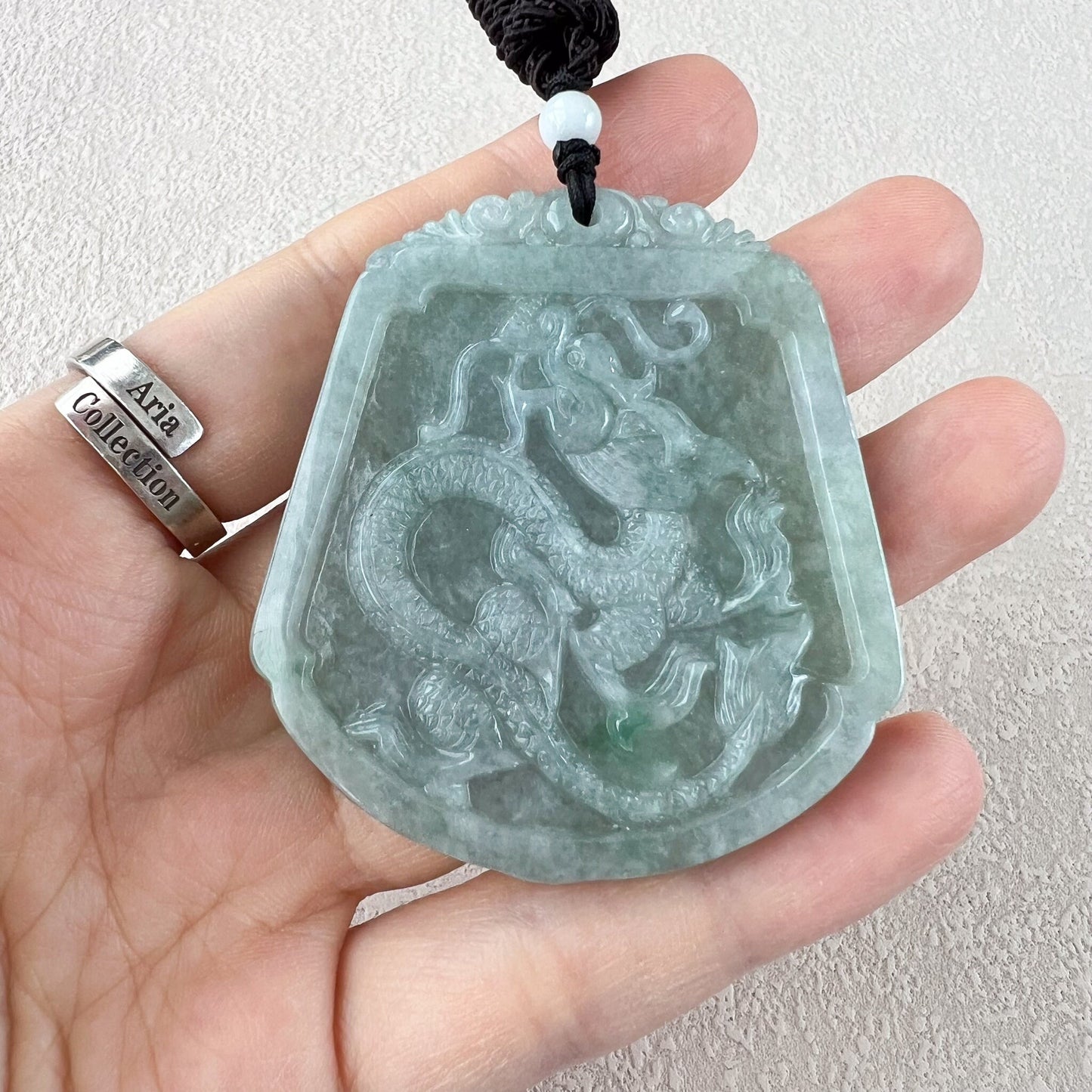 Dragon and Phoenix Harmony Pendants, Couple Green Jadeite Jade Dragon Phoenix Love Necklace, YJ-0422-0401965