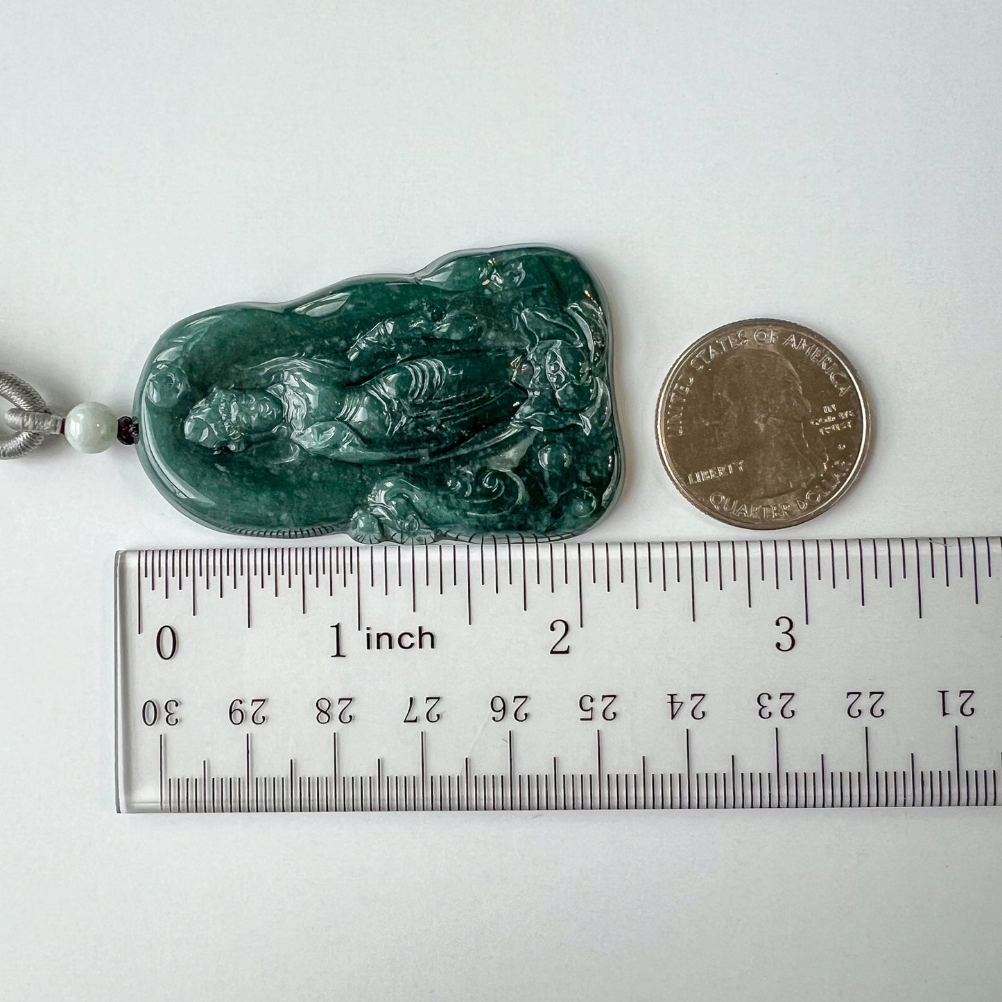 Jadeite Jade Standing Guan Yin Avalokiteshvara Carved Pendant Necklace, Quan Am, HC-0223-0005367