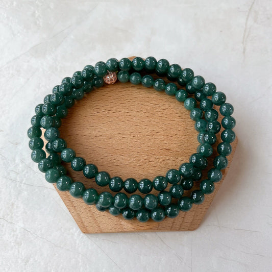 6.8 mm 108 Green Jadeite Jade Mala Beads Bracelet Necklace, JUA-0424-1720646602