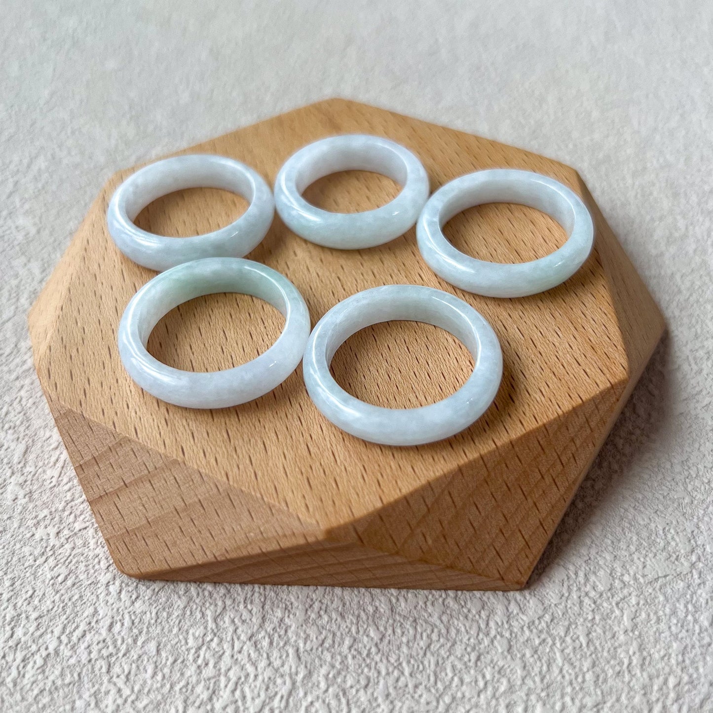 White Light Green Jadeite Jade Ring, Hand Carved Jadeite Jade Ring, XIU-0424-1720904867