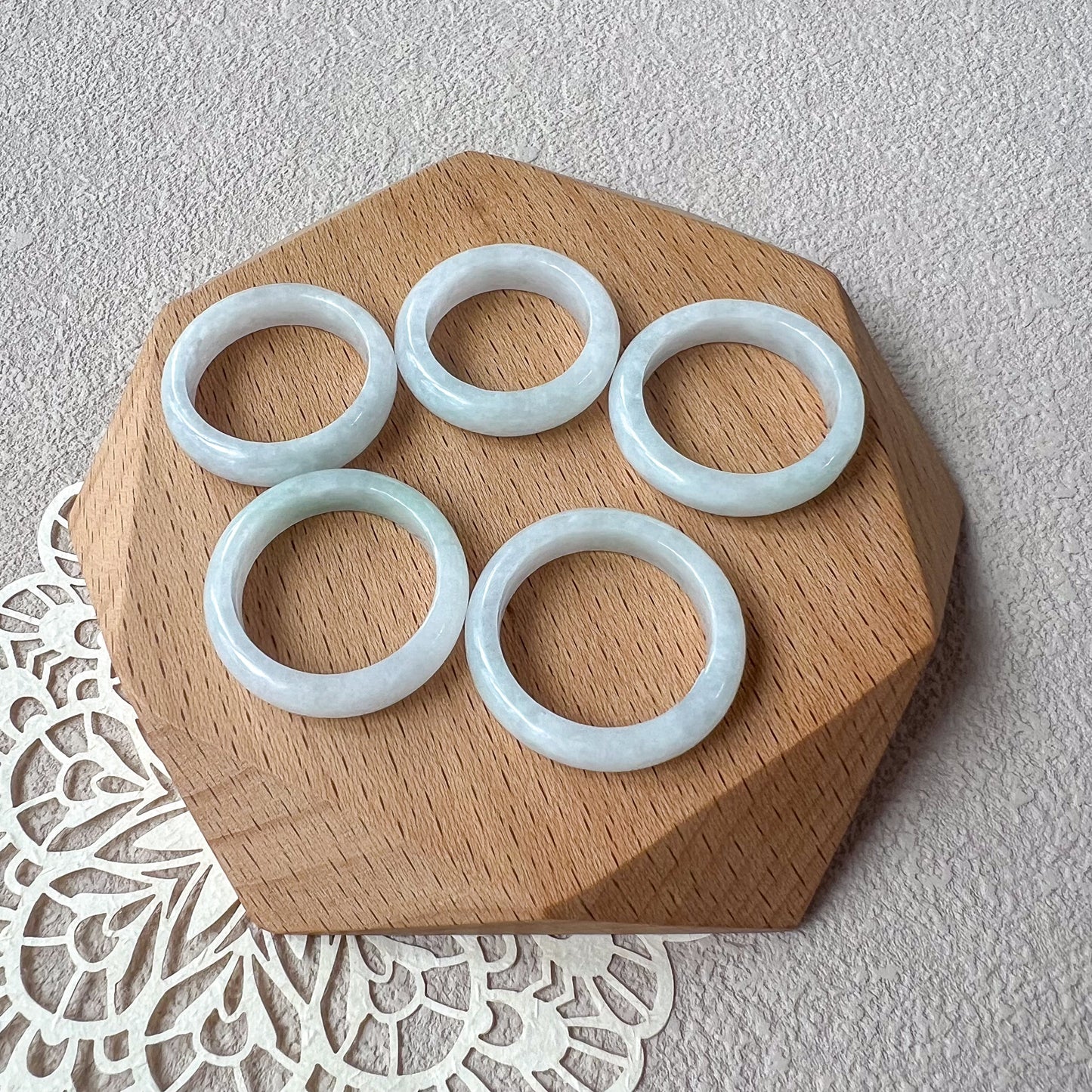 White Light Green Jadeite Jade Ring, Hand Carved Jadeite Jade Ring, XIU-0424-1720904867