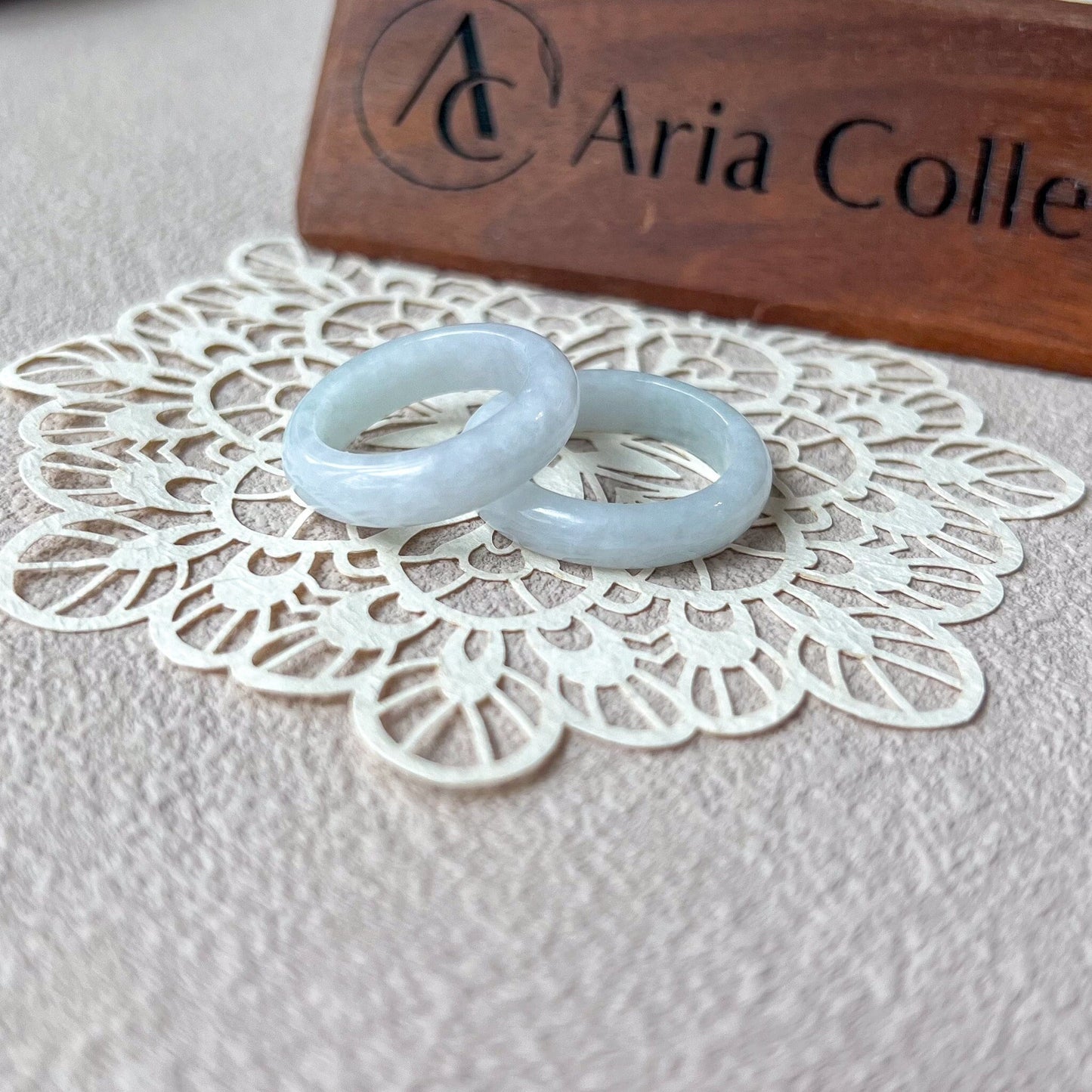 White Light Green Jadeite Jade Ring, Hand Carved Jadeite Jade Ring, XIU-0424-1720904867