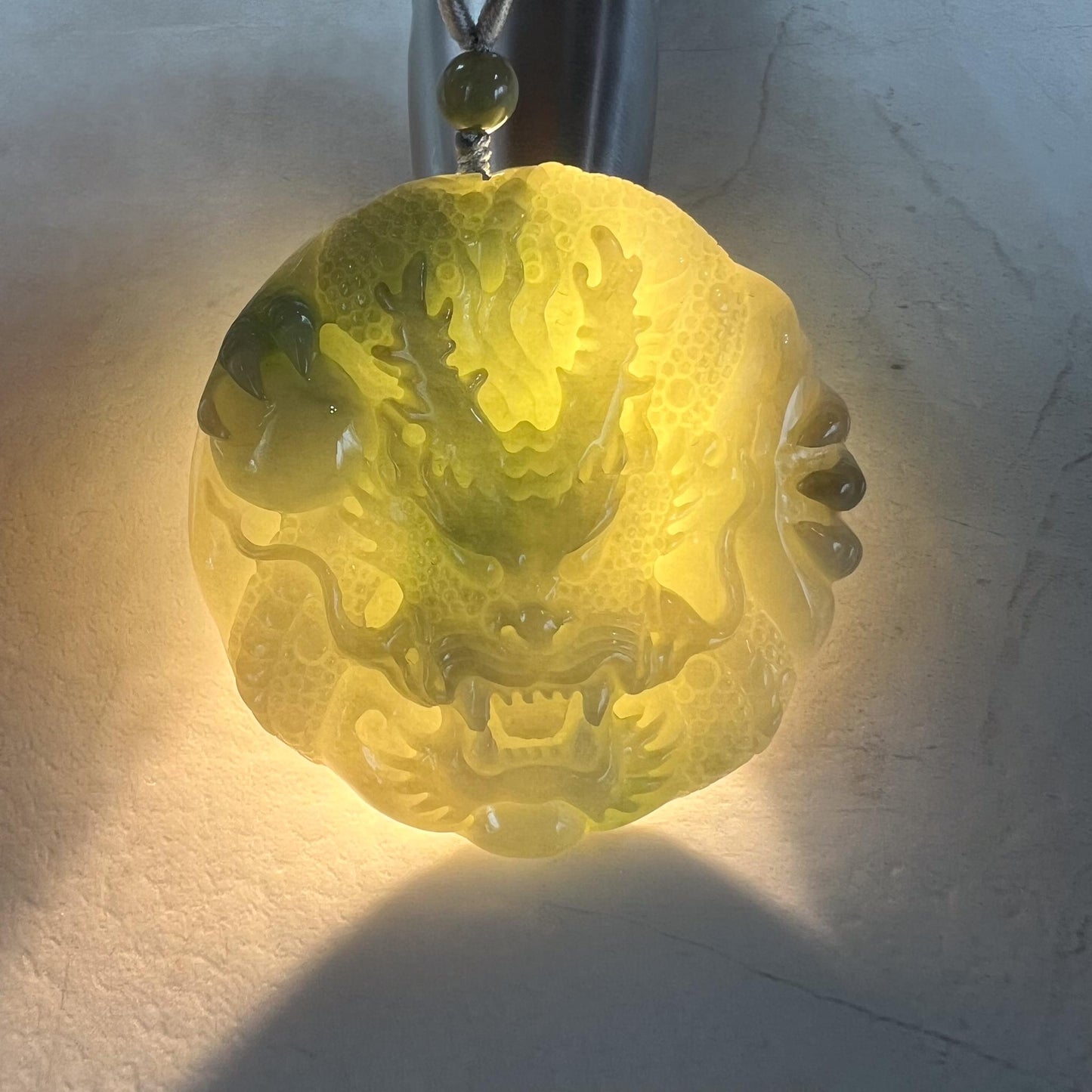 Light Green Jadeite Jade Dragon Chinese Zodiac Hand Carved Pendant Necklace, YGR-0823-1722031851