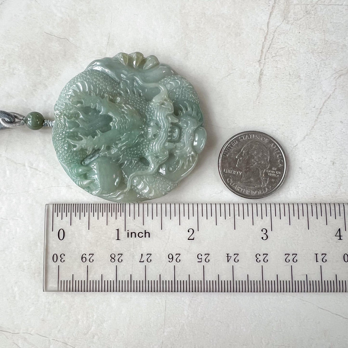 Light Green Jadeite Jade Dragon Chinese Zodiac Hand Carved Pendant Necklace, YGR-0823-1722031851