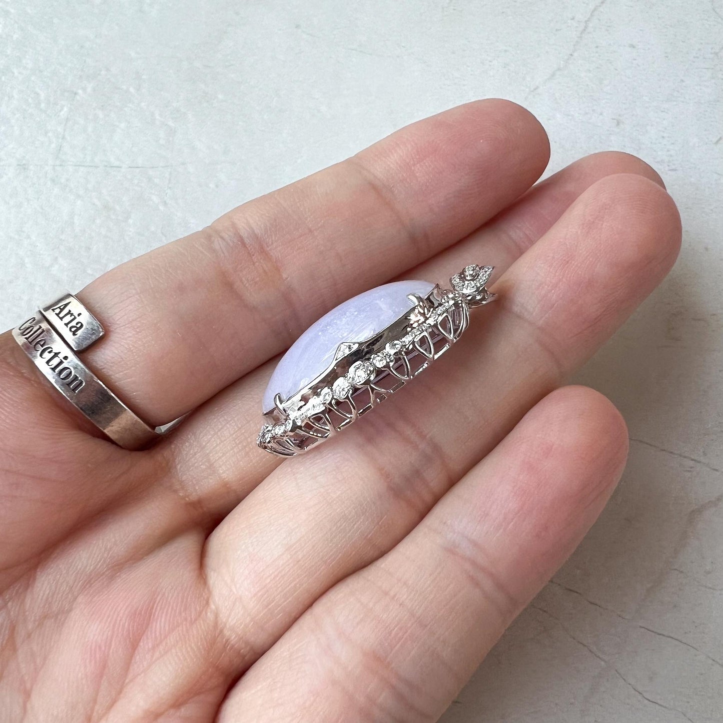 Lavender Serenity Jade Pendant, Purple Jadeite Jade with 18K White Gold and Diamonds Pendant, SHWQ-0424-1722127267