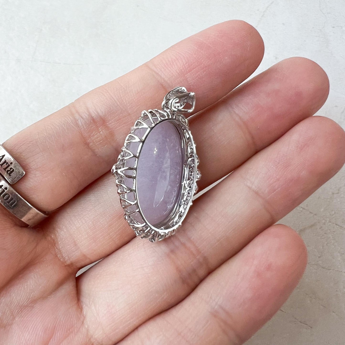 Lavender Serenity Jade Pendant, Purple Jadeite Jade with 18K White Gold and Diamonds Pendant, SHWQ-0424-1722127267