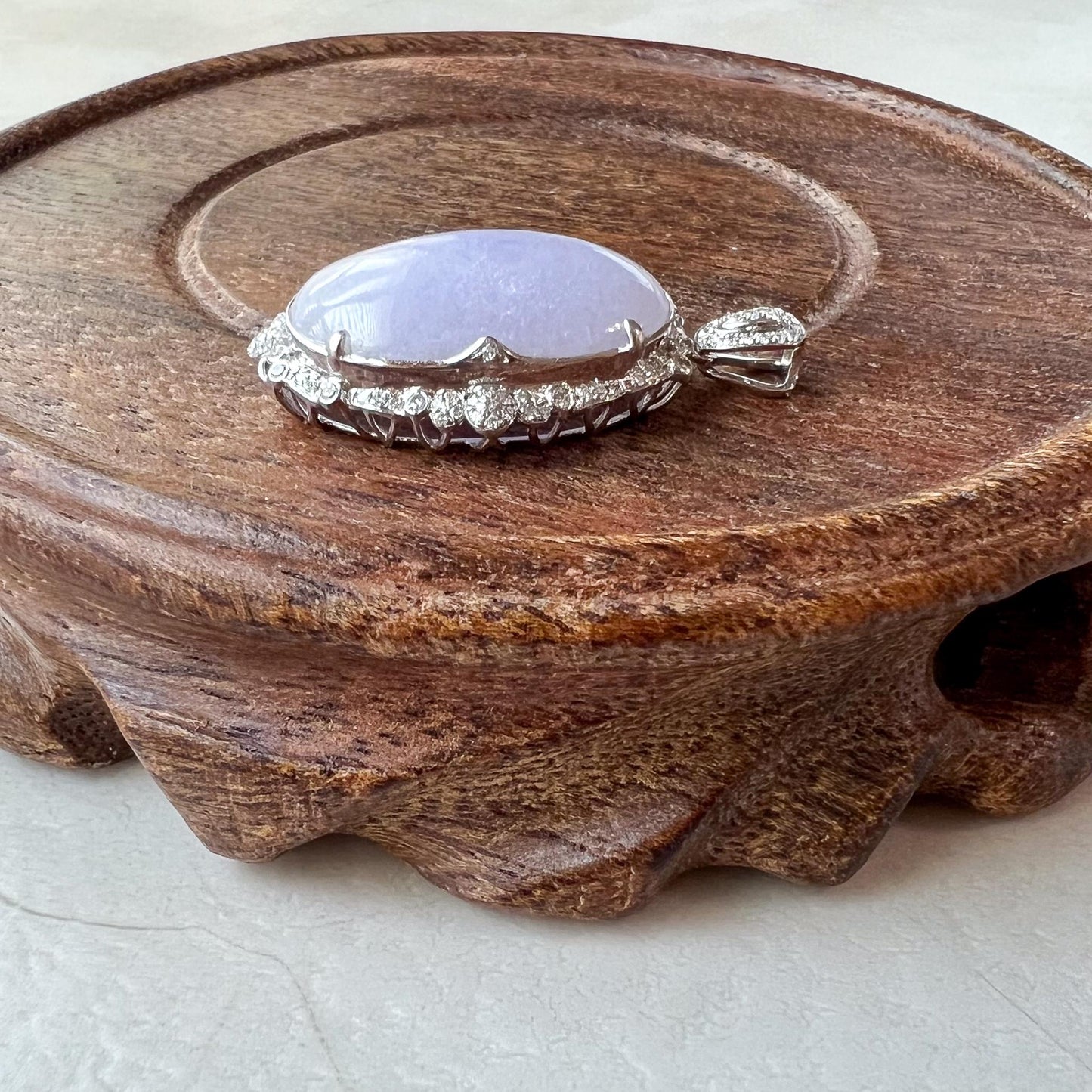 Lavender Serenity Jade Pendant, Purple Jadeite Jade with 18K White Gold and Diamonds Pendant, SHWQ-0424-1722127267