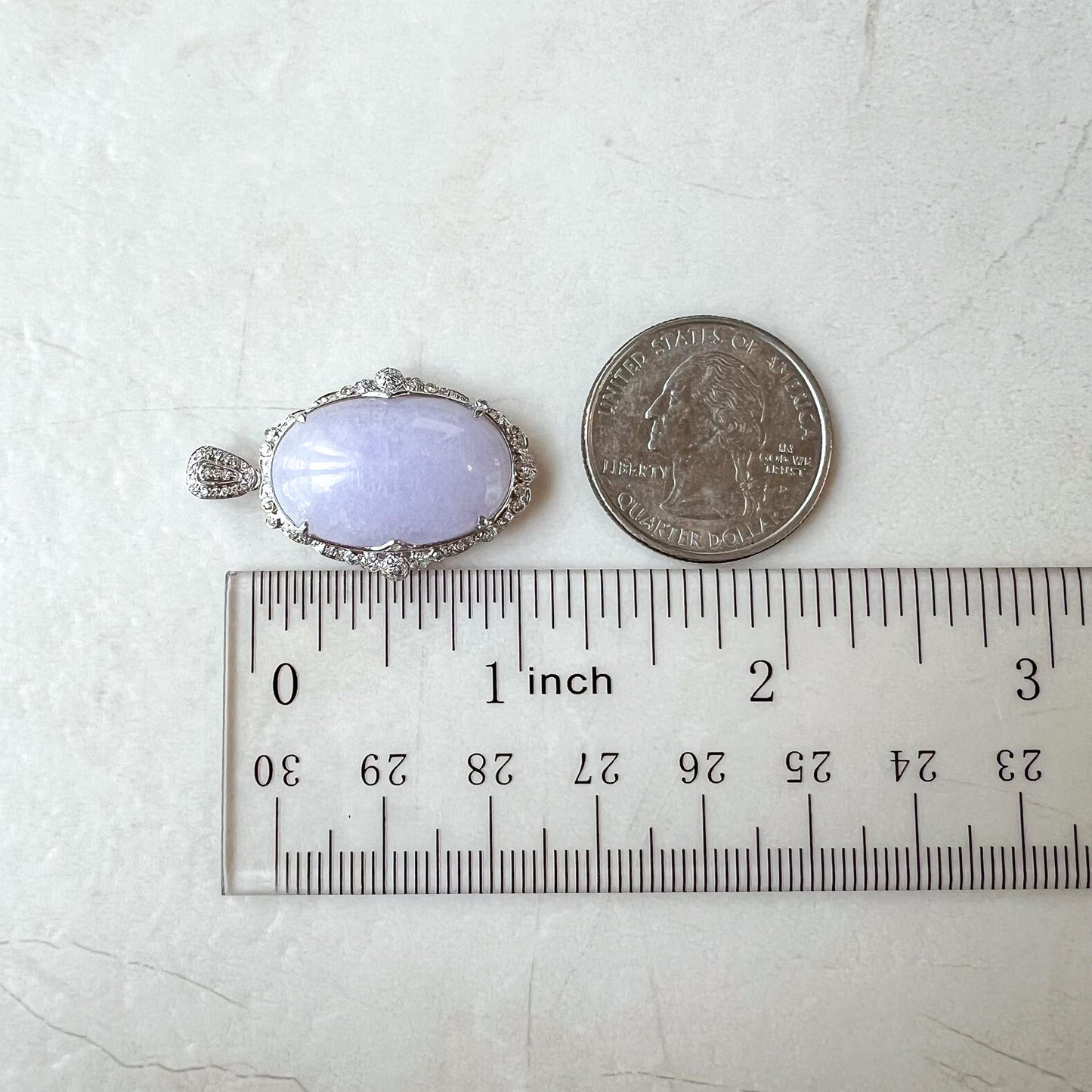 Lavender Serenity Jade Pendant, Purple Jadeite Jade with 18K White Gold and Diamonds Pendant, SHWQ-0424-1722127267