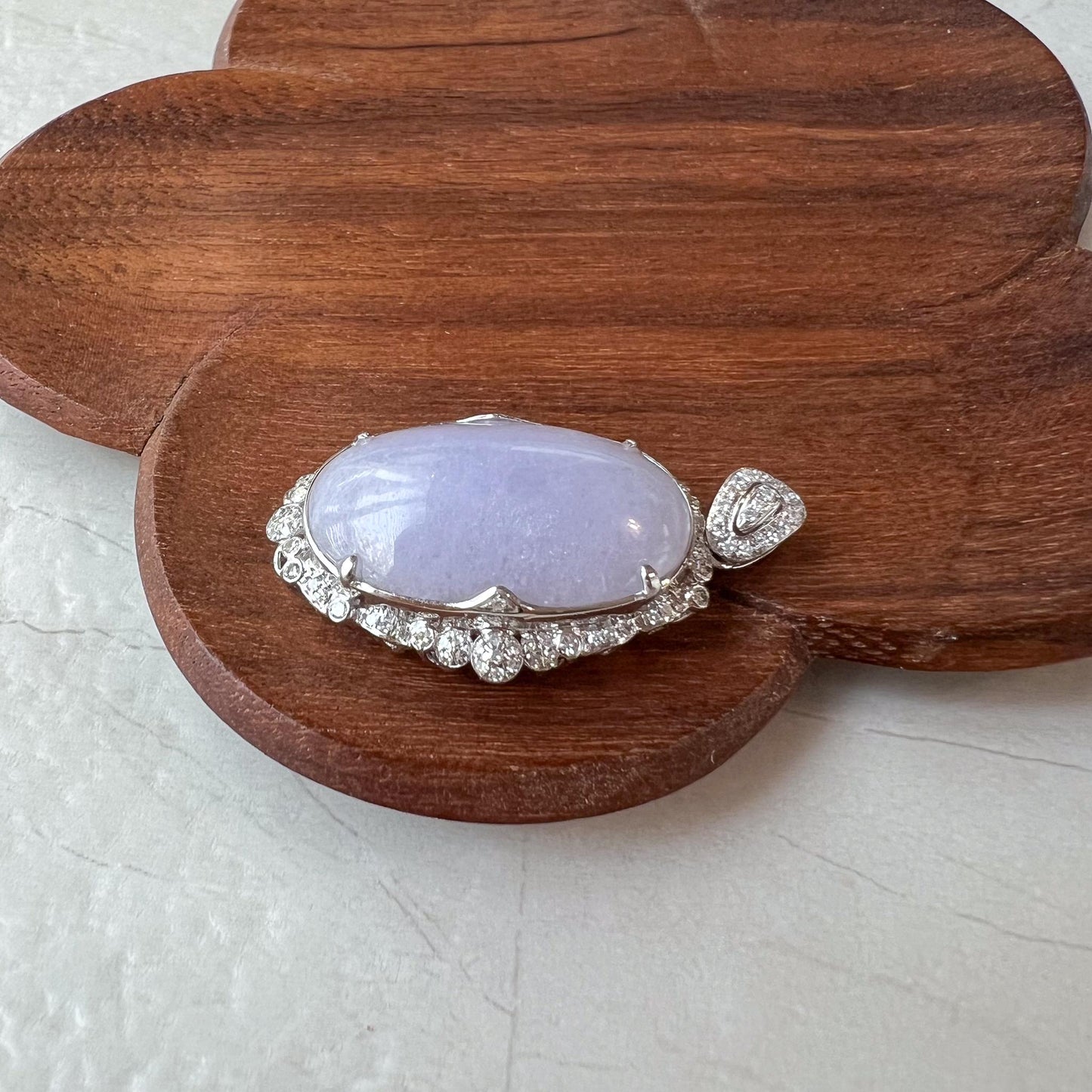 Lavender Serenity Jade Pendant, Purple Jadeite Jade with 18K White Gold and Diamonds Pendant, SHWQ-0424-1722127267