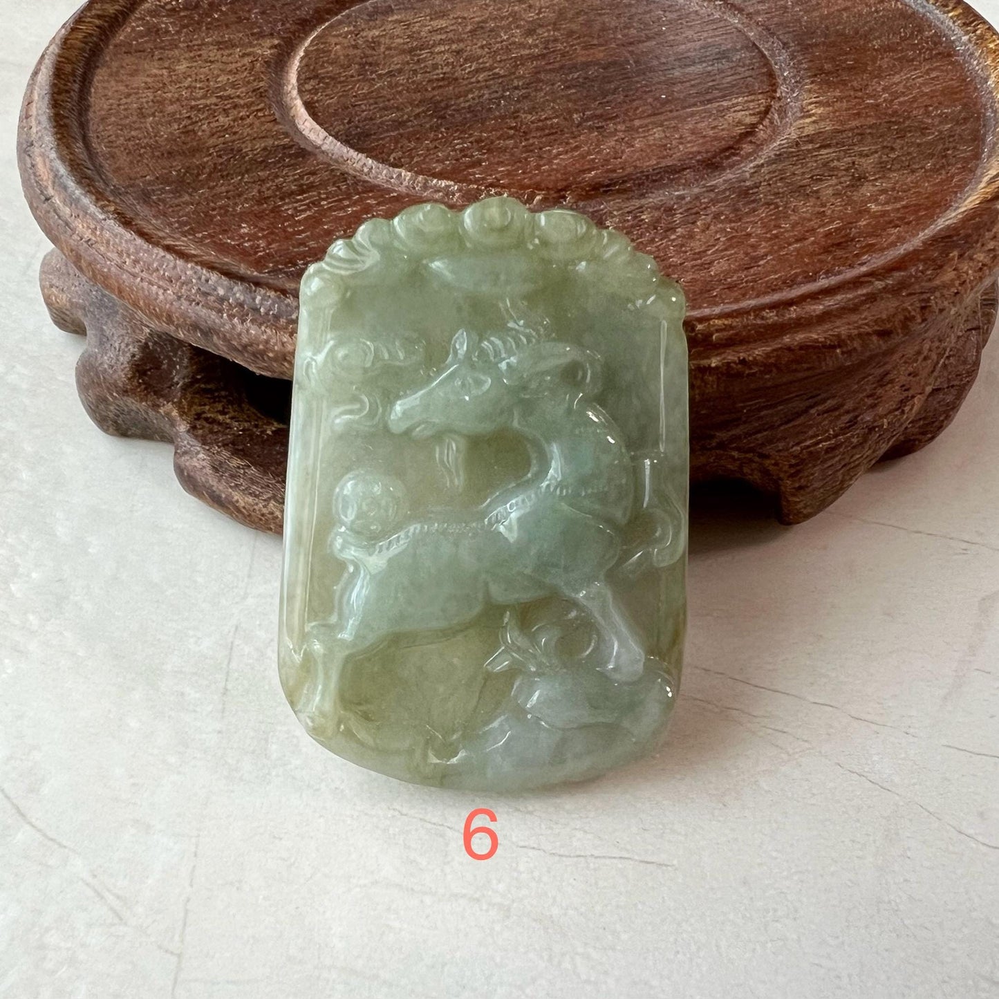 Jadeite Jade Sheep Goat Chinese Zodiac Carved Pendant Necklace, LJ-1221-1722141755