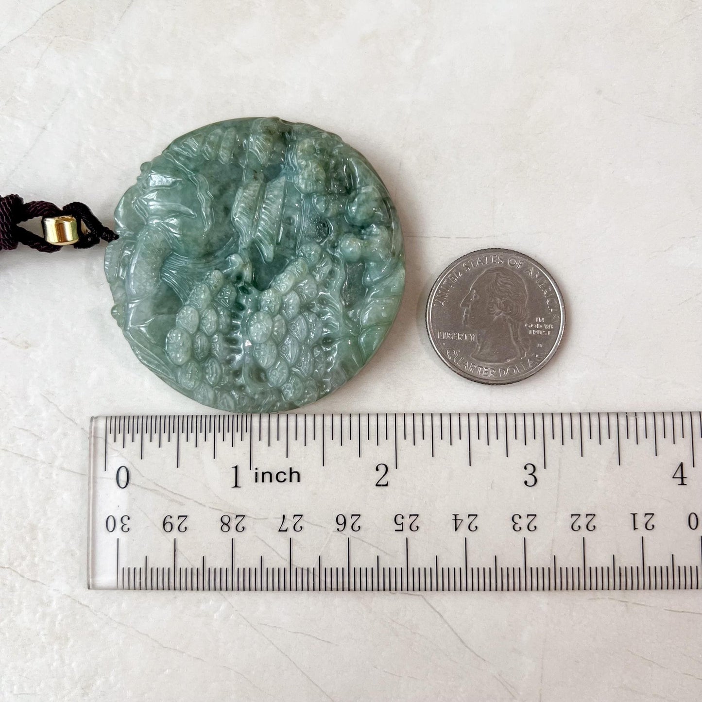 Landscape Mountain Forest River Scenery, Green Jade, Hand Carved Pendant Necklace,YJ-0422-0350138
