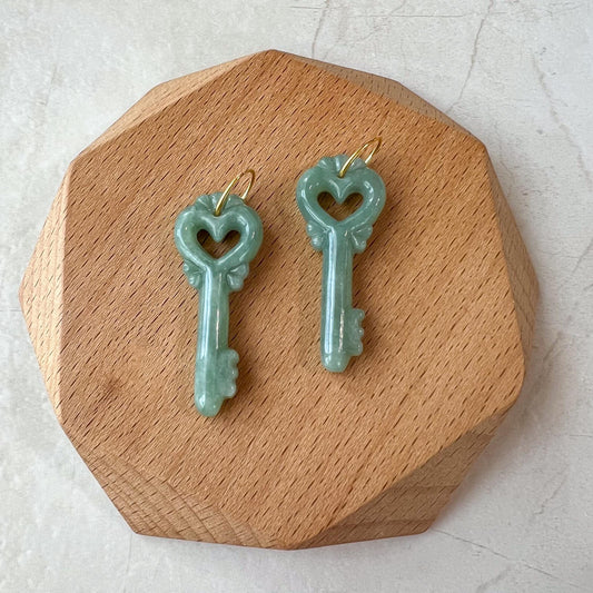 Jade Heart Key Pendant with 18K Gold, YO-0424-1722862470