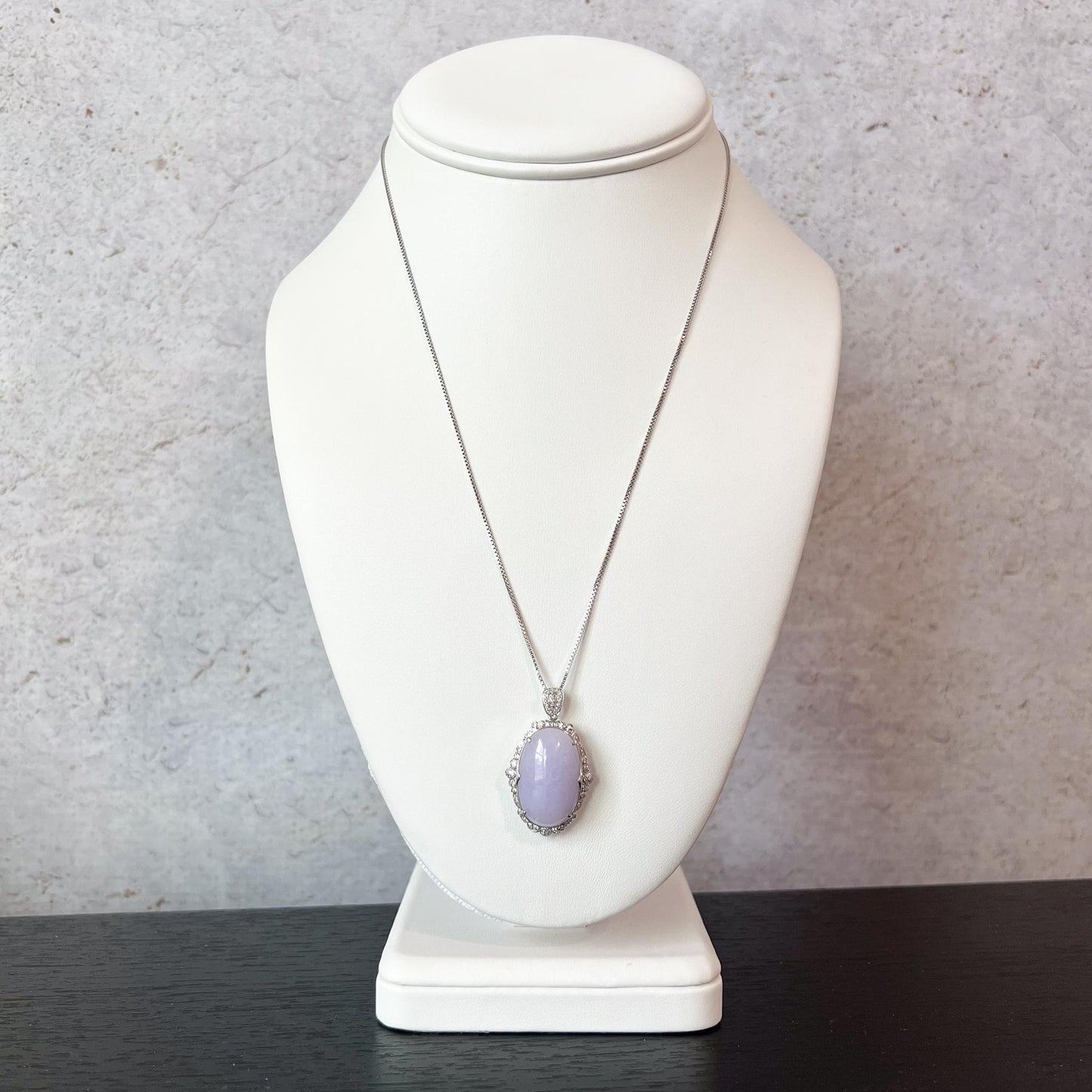 Lavender Serenity Jade Pendant, Purple Jadeite Jade with 18K White Gold and Diamonds Pendant, SHWQ-0424-1722127267