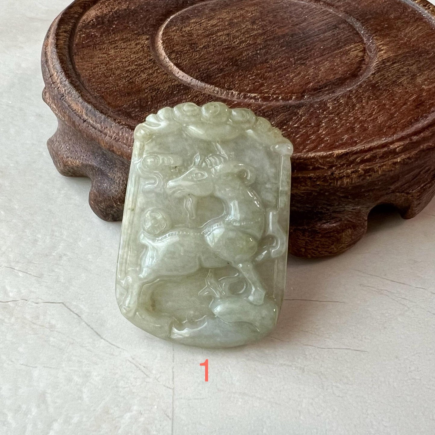 Jadeite Jade Sheep Goat Chinese Zodiac Carved Pendant Necklace, LJ-1221-1722141755