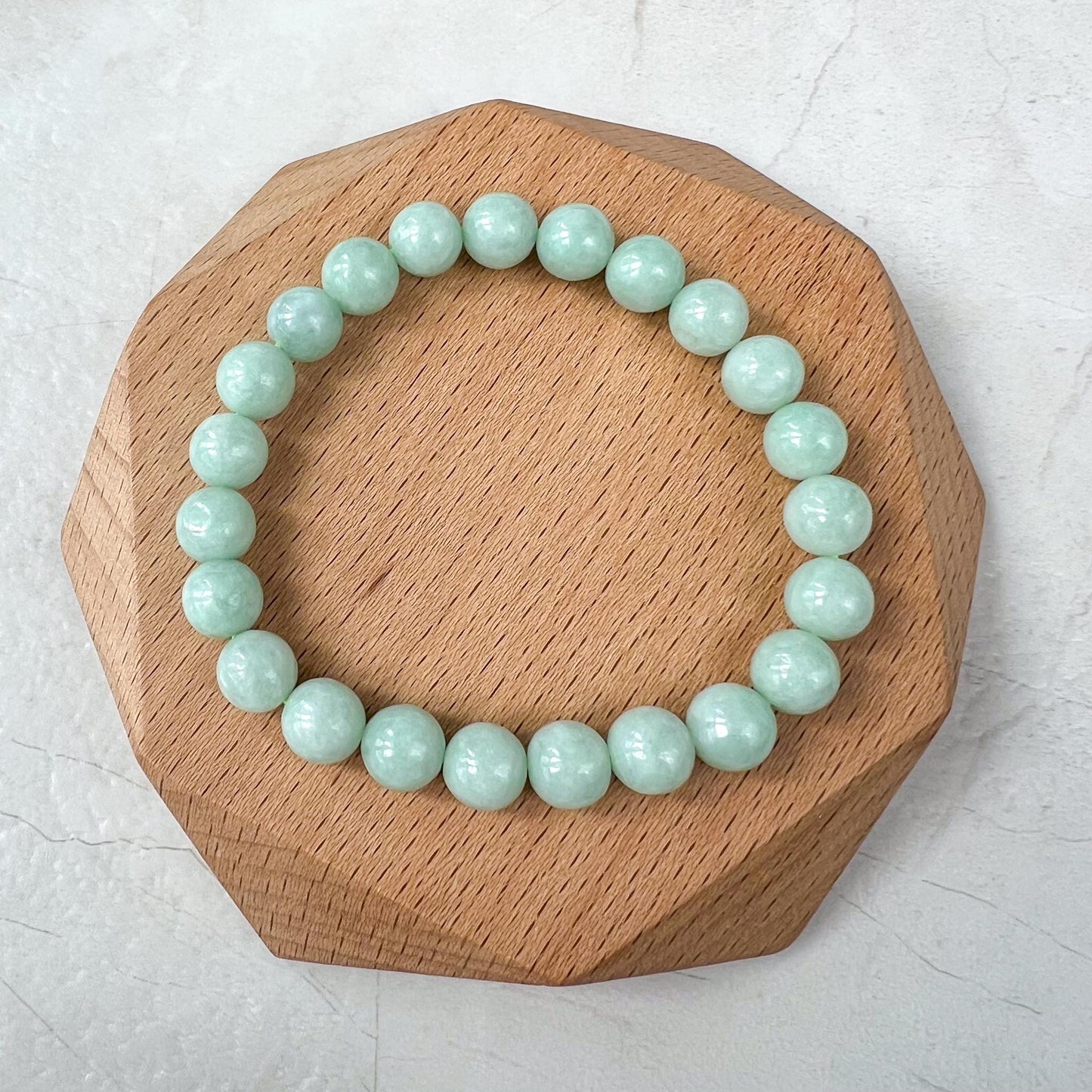 8.0 mm Light Green Natural Jadeite Jade Small Beaded Bracelet, CAR-0424-1722579614