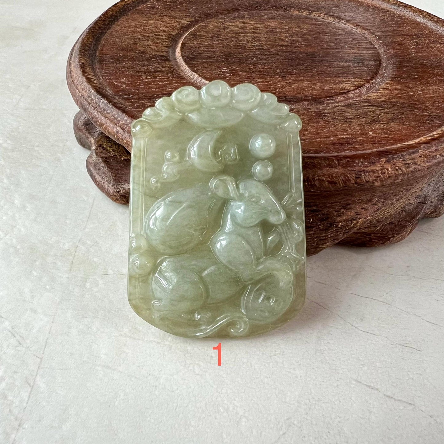 Lucky Rat Jade Pendant, Jadeite Jade Rat Mouse Chinese Zodiac Carved Pendant, LJ-1221-1725167435