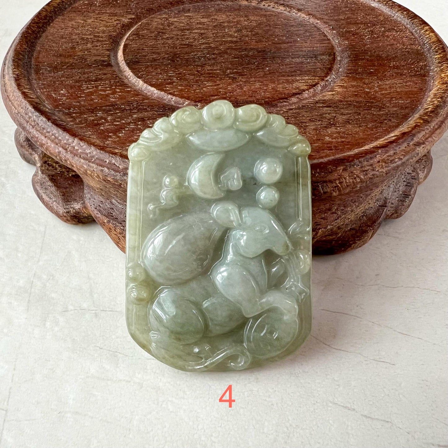 Lucky Rat Jade Pendant, Jadeite Jade Rat Mouse Chinese Zodiac Carved Pendant, LJ-1221-1725167435