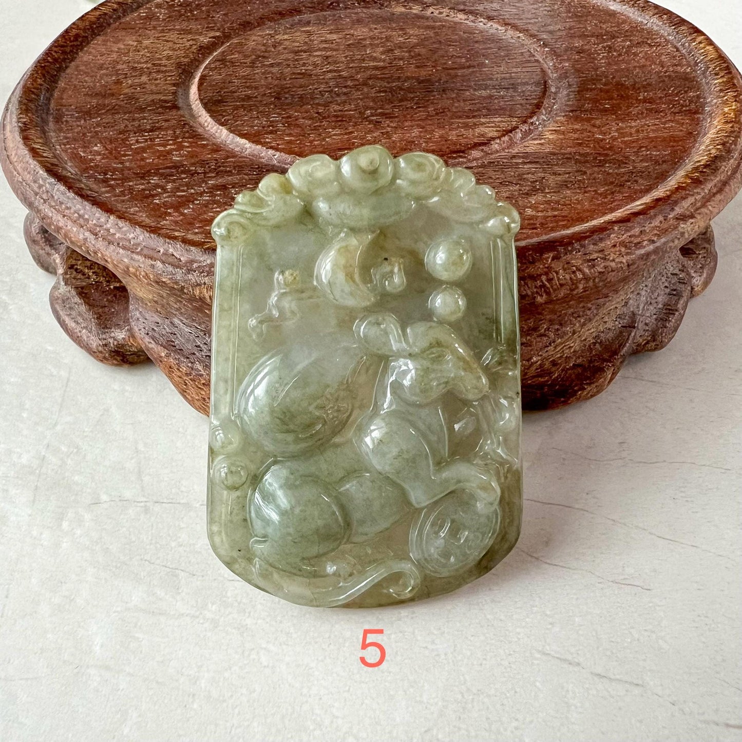 Lucky Rat Jade Pendant, Jadeite Jade Rat Mouse Chinese Zodiac Carved Pendant, LJ-1221-1725167435